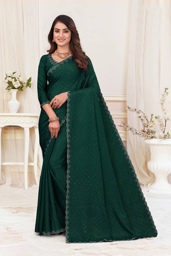     			BATHANI CREATION Georgette Embellished Bhagalpuri Saree With Unstitched Blouse Piece ( Dark Grey )