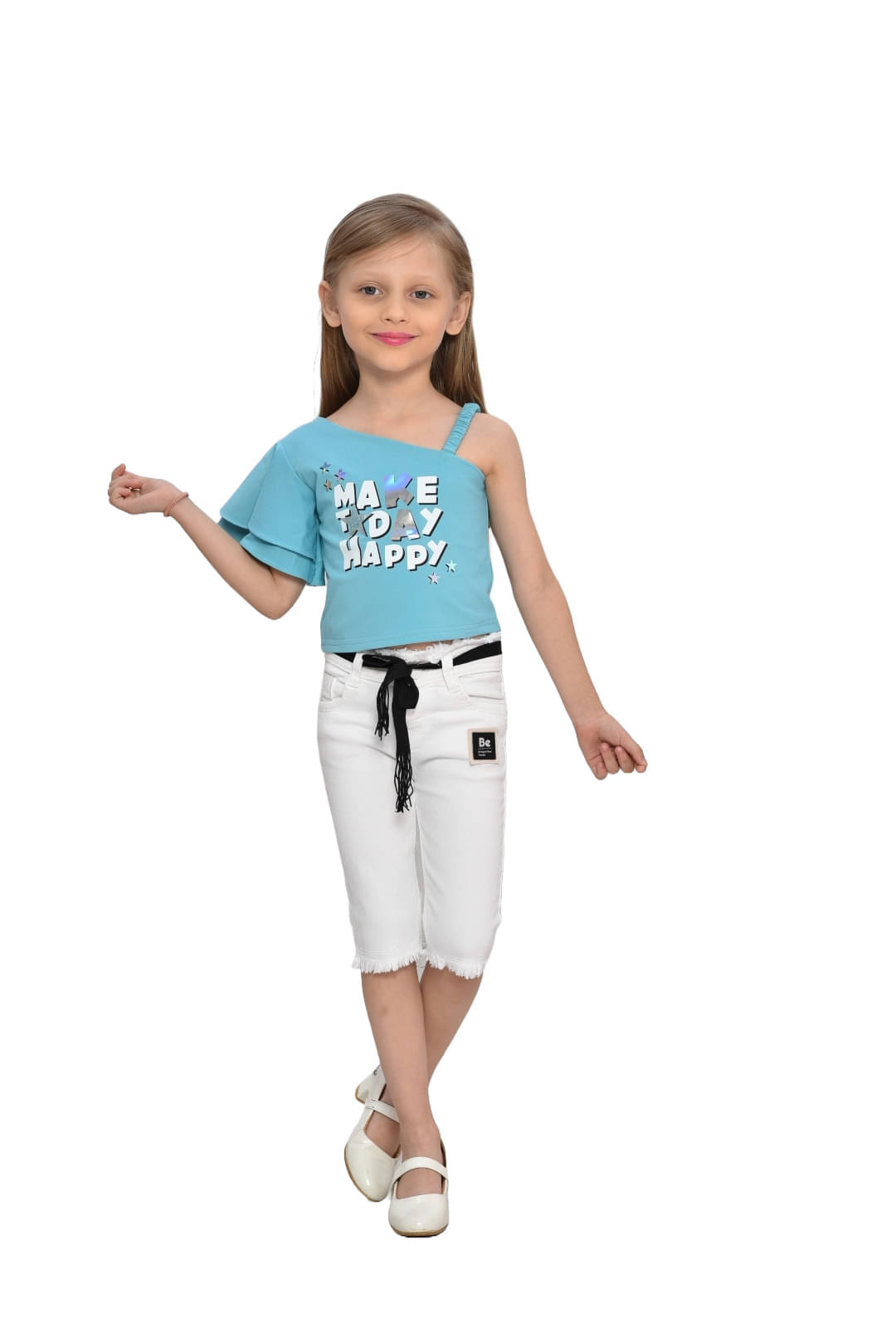     			BE KIDS. Pack of 1 Girls Denim T-shirt & Capris ( Blue )