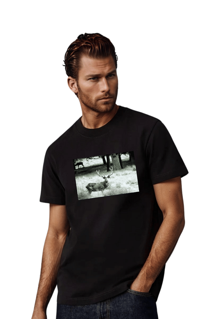 BLUEFICUS Men Polyester Regular Fit Printed T-Shirt ( Black ) BLUEFICUS Men Polyester Regular Fit Printed T-Shirt ( Black )