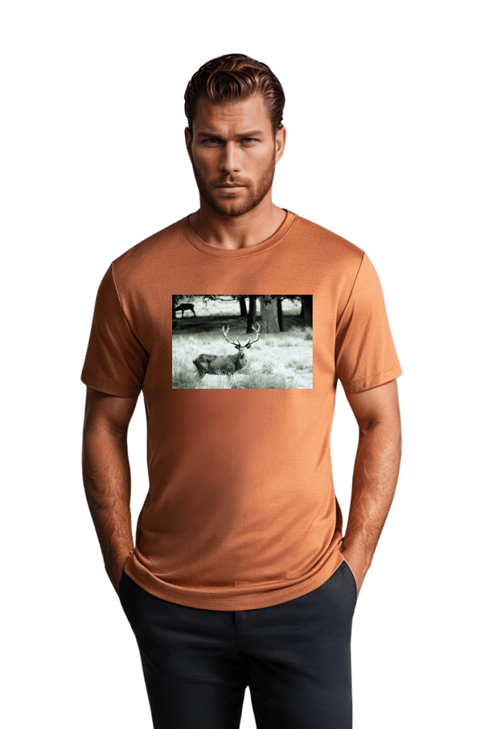 BLUEFICUS Men Polyester Regular Fit Printed T-Shirt ( Tan ) BLUEFICUS Men Polyester Regular Fit Printed T-Shirt ( Tan )