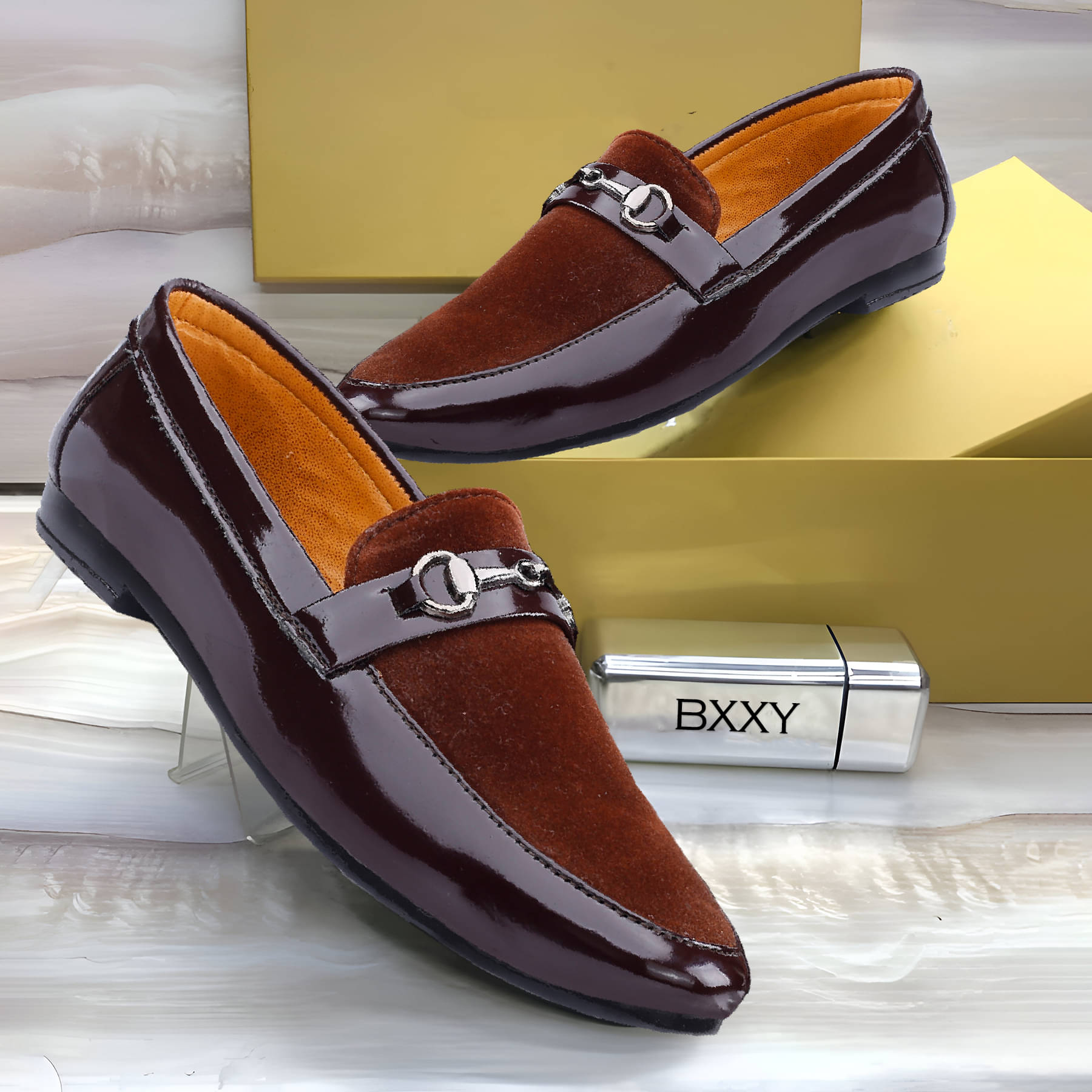     			BXXY Brown Men's Mocassin Formal Shoes