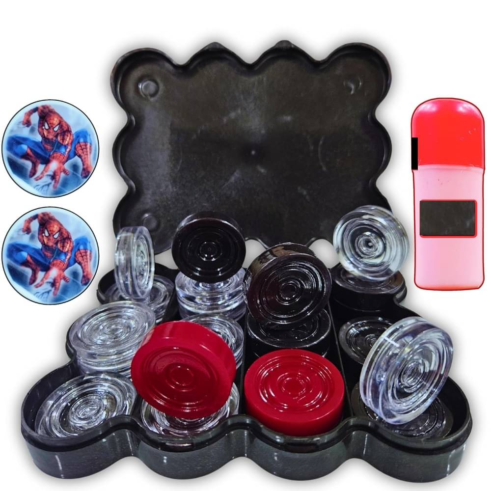 Carrom Board Coins with 2 Strikers & Disco Powder (20 GMS) | Transparent Crystal/Acrylic Finish | Indoor Game Play Fun for Kids... Carrom Board Coins with 2 Strikers & Disco Powder (20 GMS) | Transparent Crystal/Acrylic Finish | Indoor Game Play Fun for Kids...