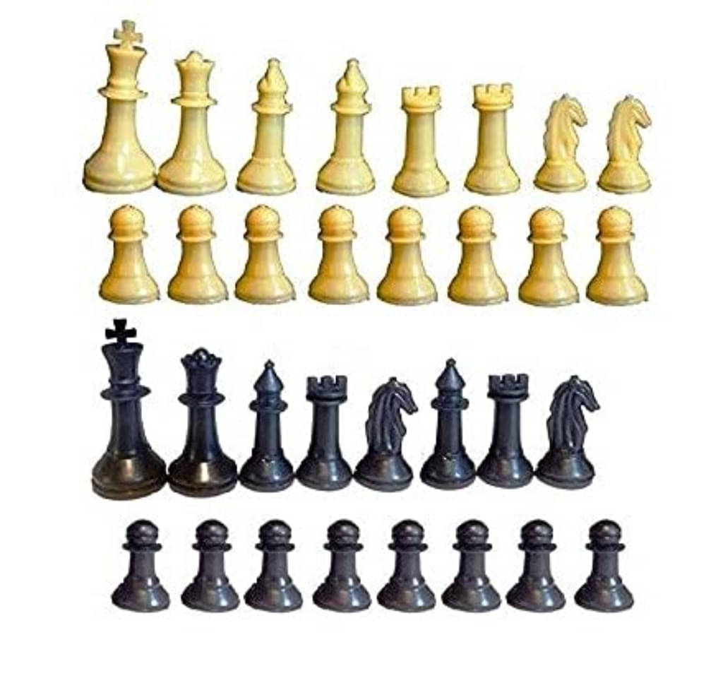     			Chess Coin / Goti Set of 32 Plastic Chess Pieces, Chess Coins, Black & White Colour - Light Weight Plastic Chess goti (Pack of 1)