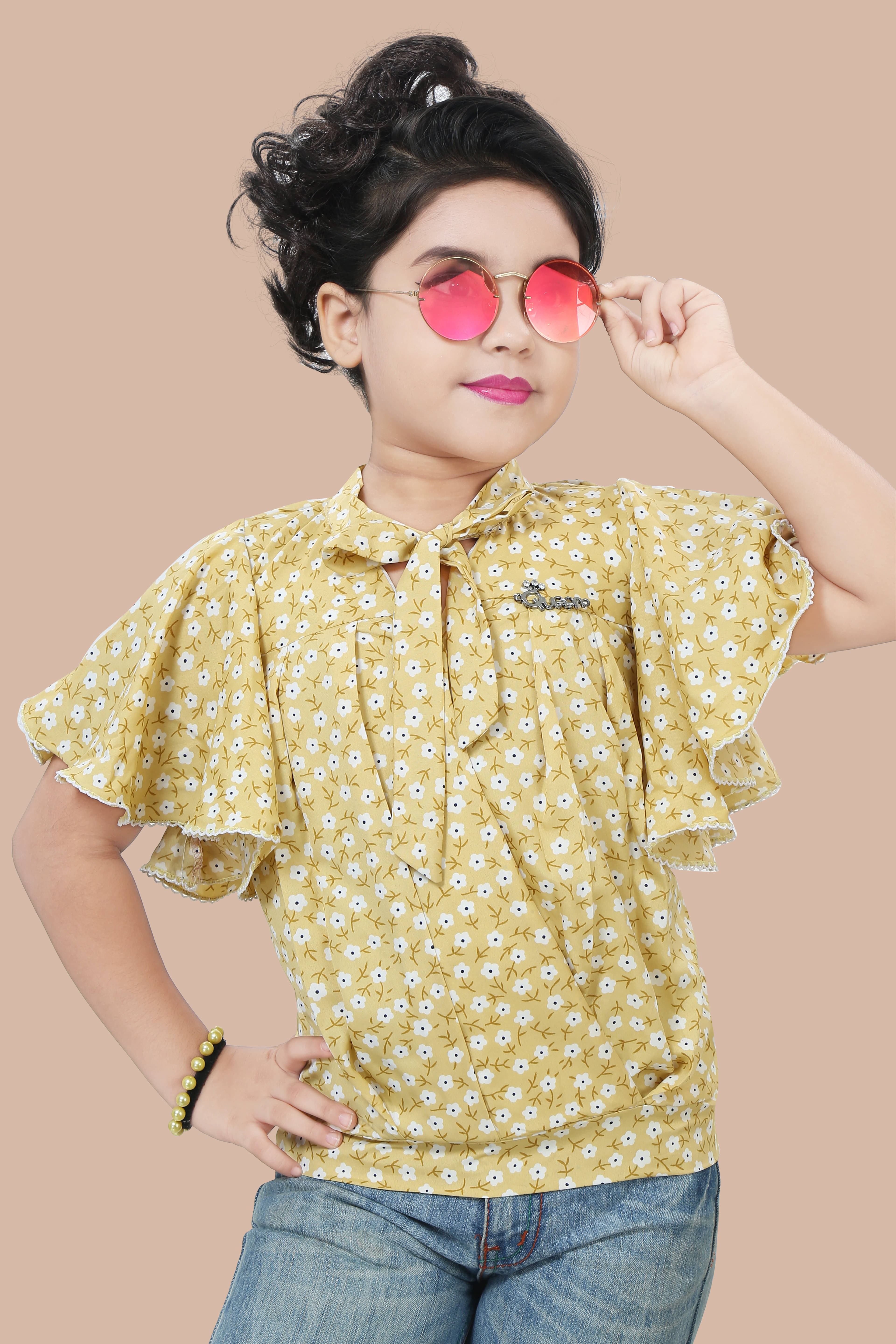     			DarjiFashion Pack of 1 Girls Cotton Blend Top ( Green )