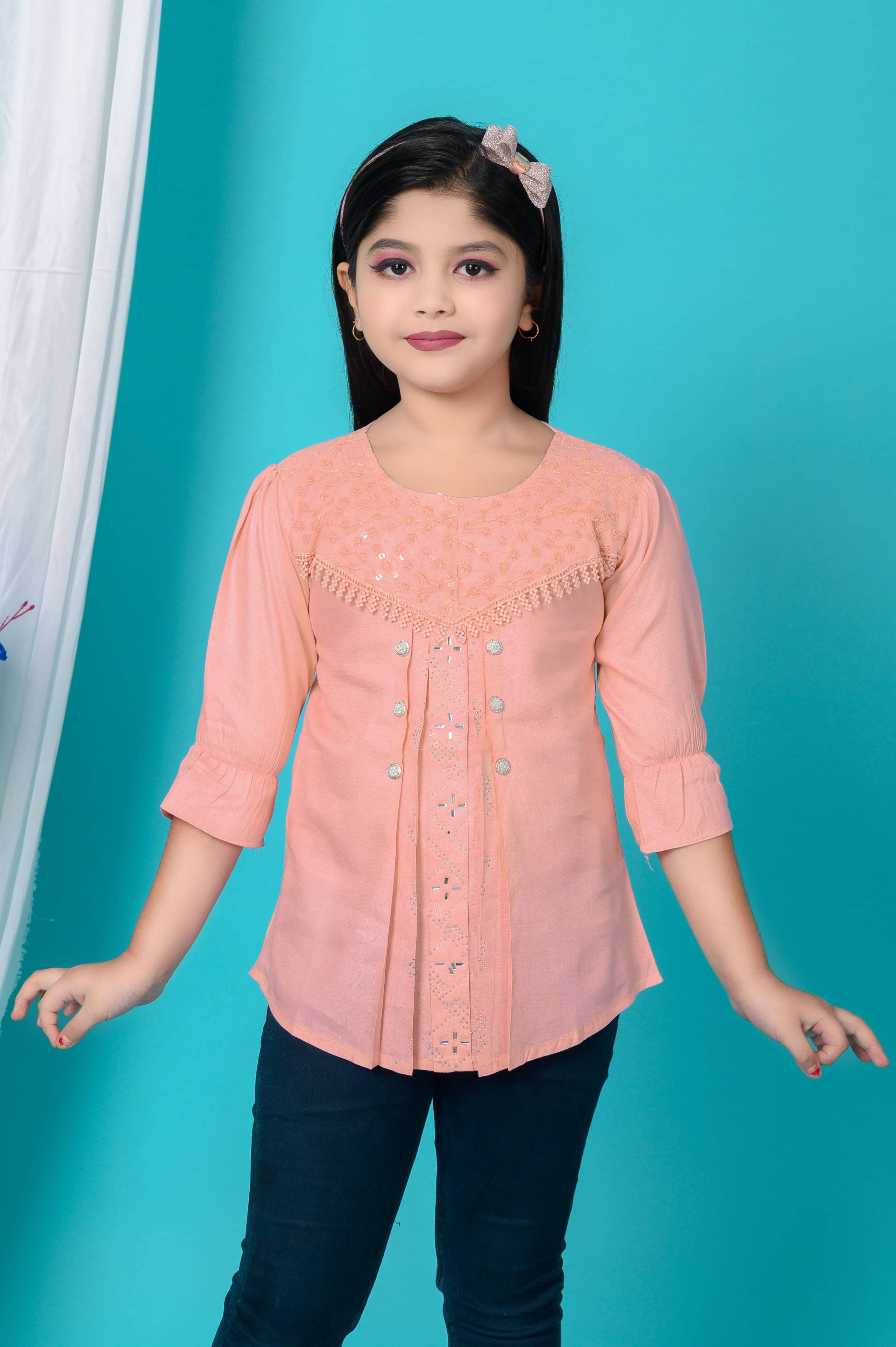     			DarjiFashion Pack of 1 Girls Cotton Blend Top ( Multicolor )