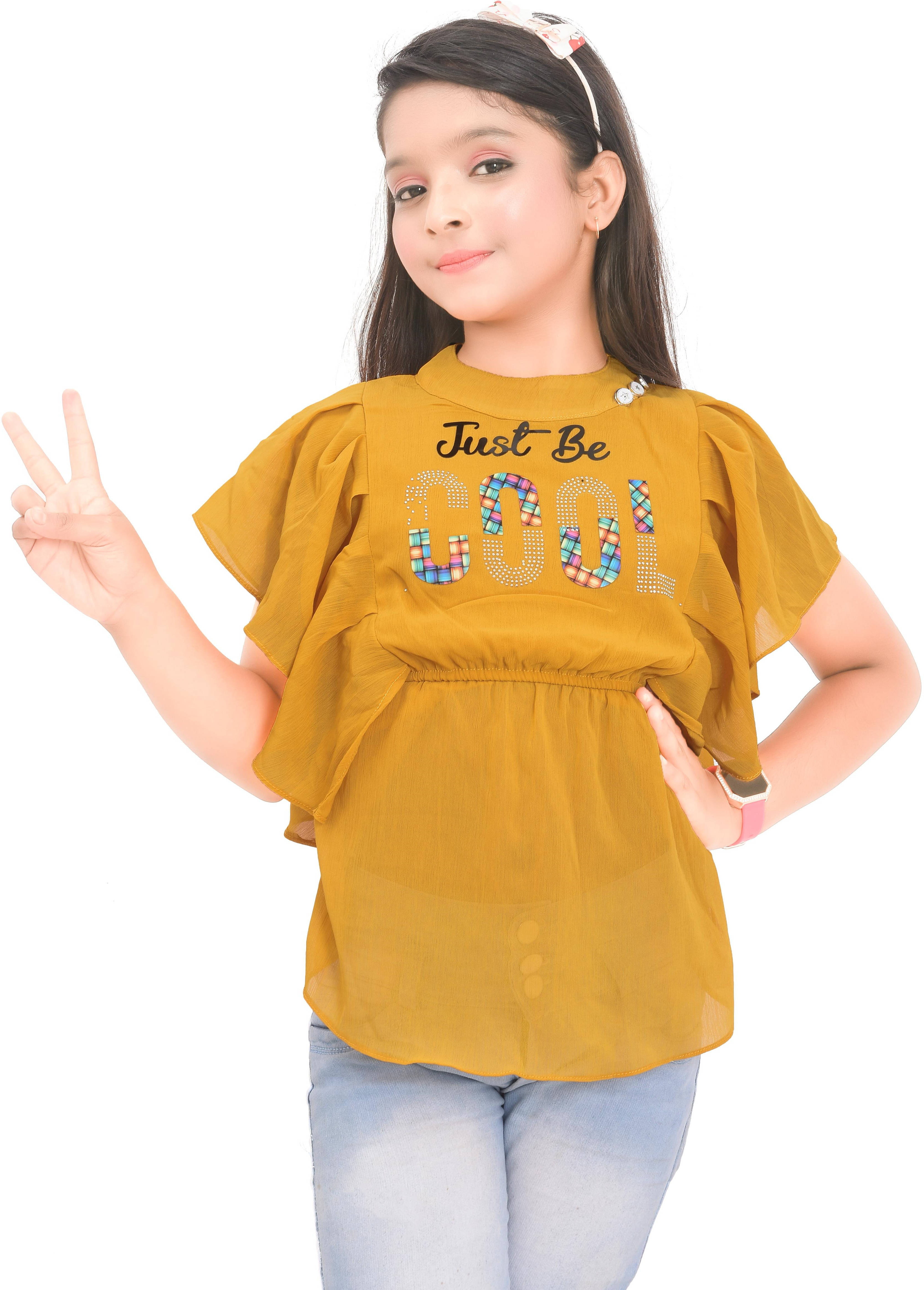     			DarjiFashion Pack of 1 Girls Cotton Blend Top ( Yellow )