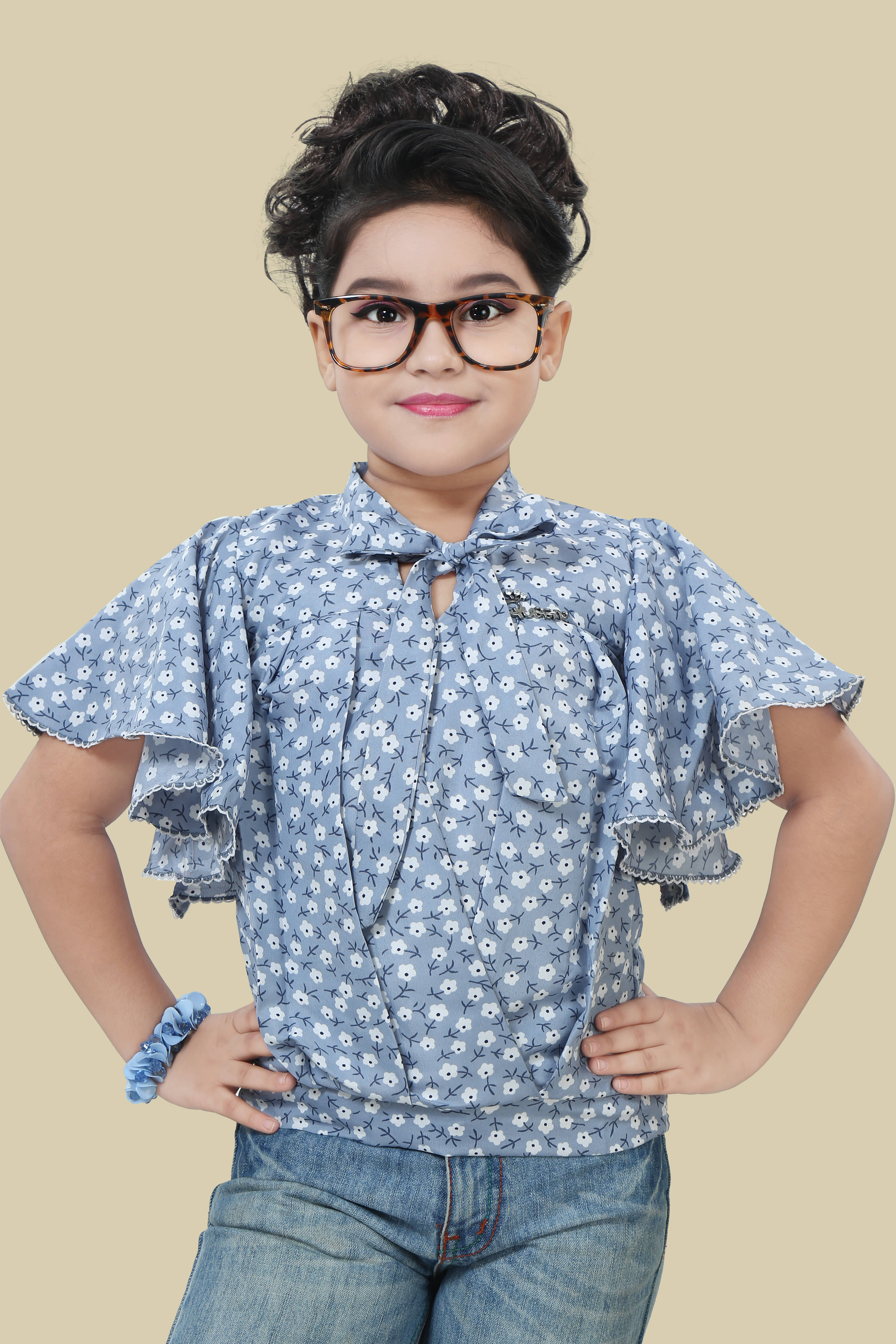     			DarjiFashion Pack of 1 Girls Cotton Blend Top ( Blue )