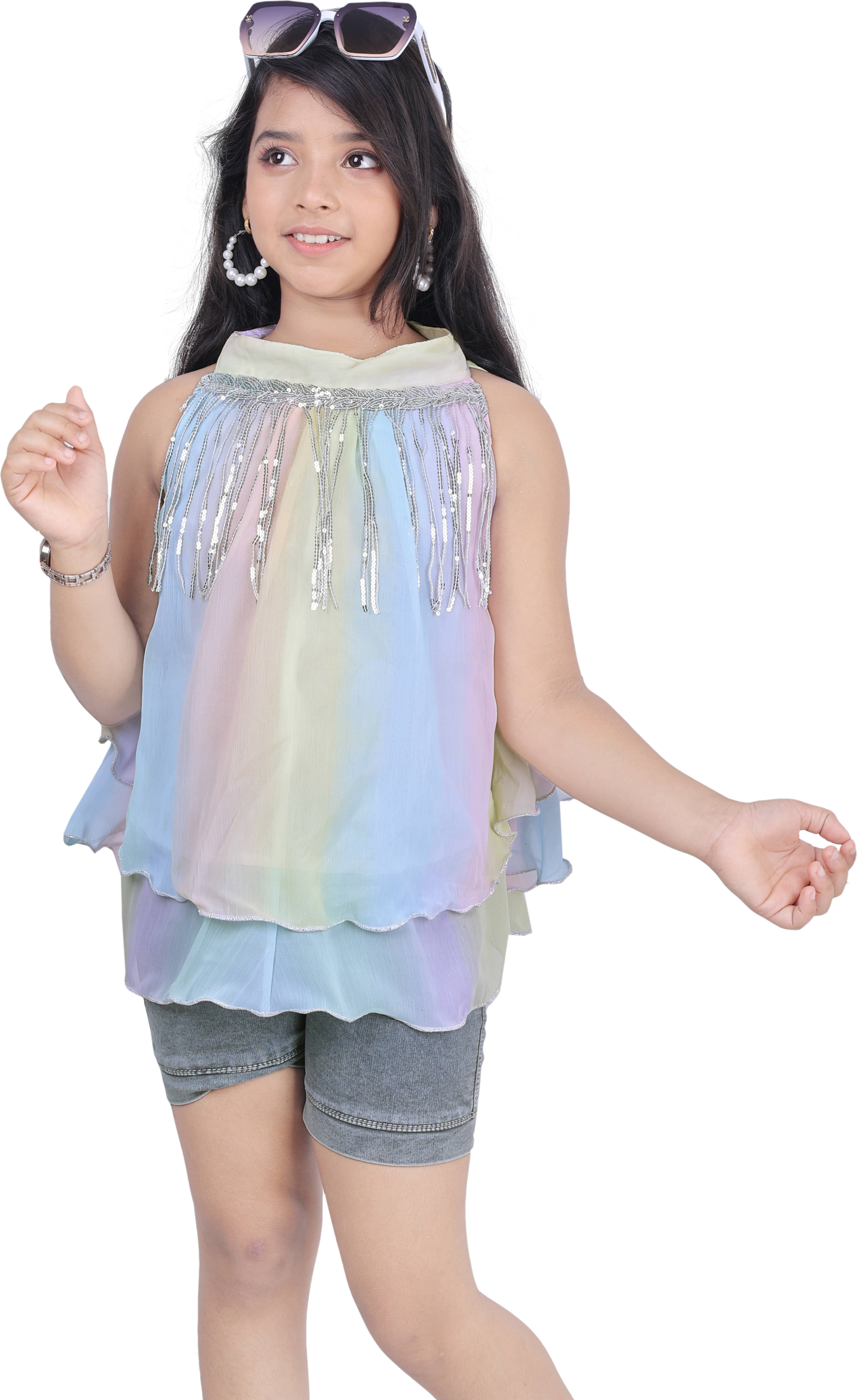     			DarjiFashion Pack of 1 Girls Cotton Blend Top ( Multicolor )