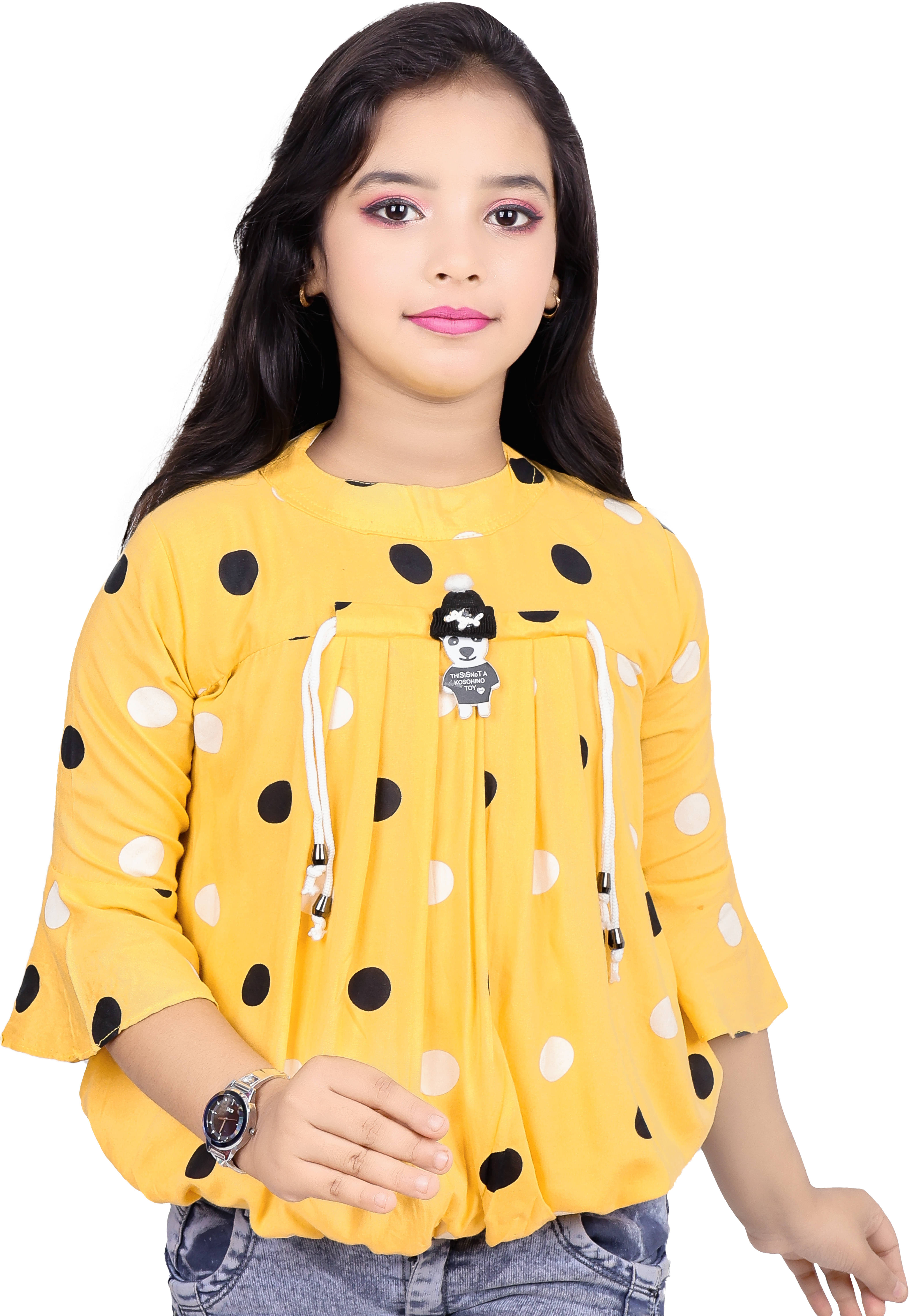     			DarjiFashion Pack of 1 Girls Cotton Blend Top ( Yellow )