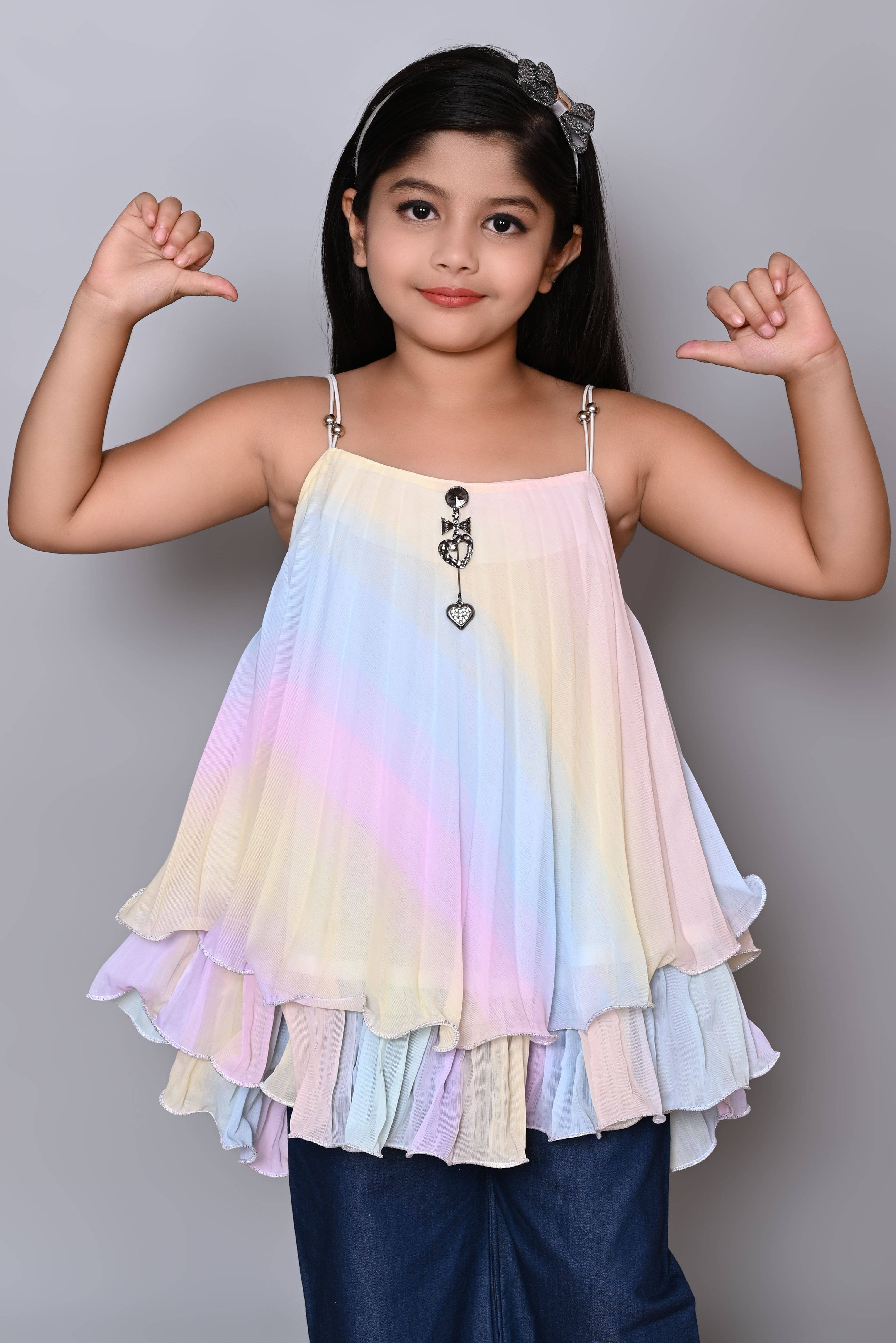     			DarjiFashion Pack of 1 Girls Cotton Blend Top ( Multicolor )