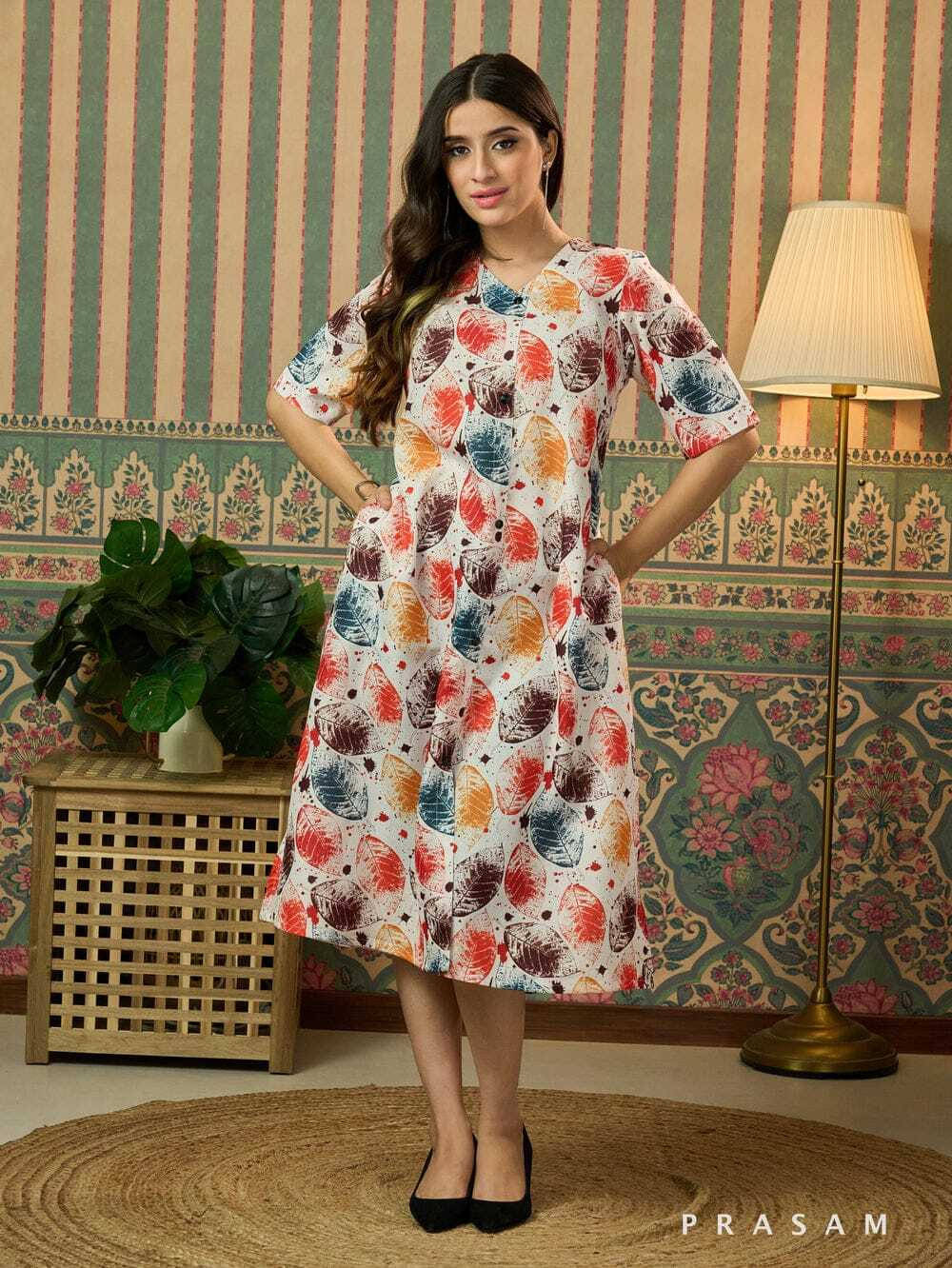     			FASHION N YOU Women Cotton Printed A-line Kurti With Pants ( Multicolor )