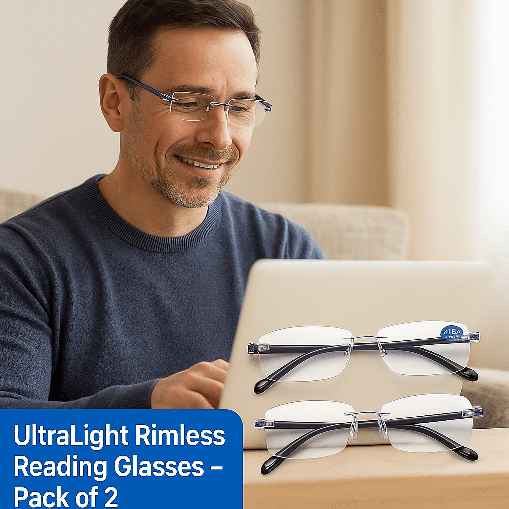 Fadiso Fashion Square Rimless Reading Glasses