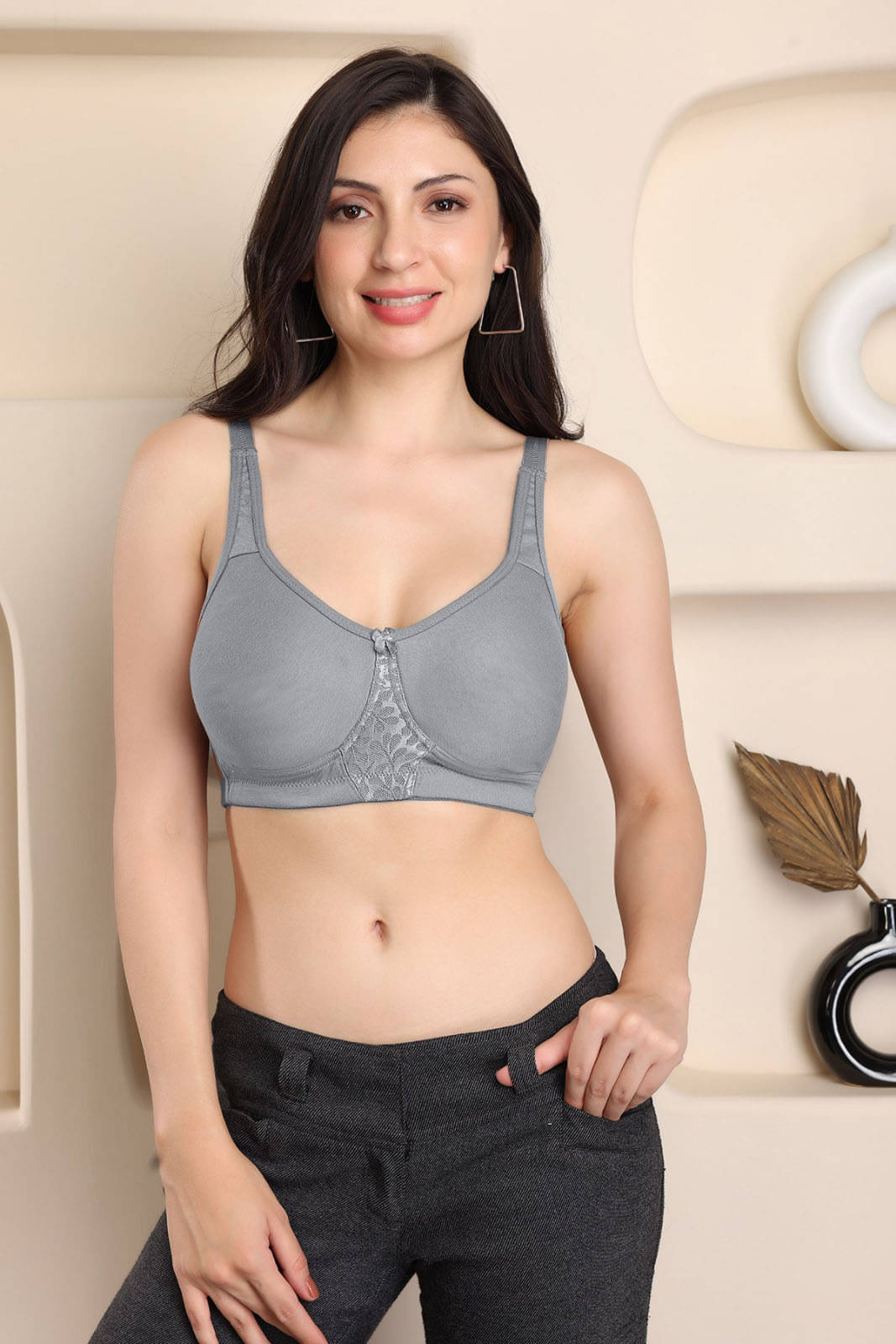Featherline Pack of 1 Lycra Non Padded Everyday Bra For Women ( Light Grey ) Featherline Pack of 1 Lycra Non Padded Everyday Bra For Women ( Light Grey )