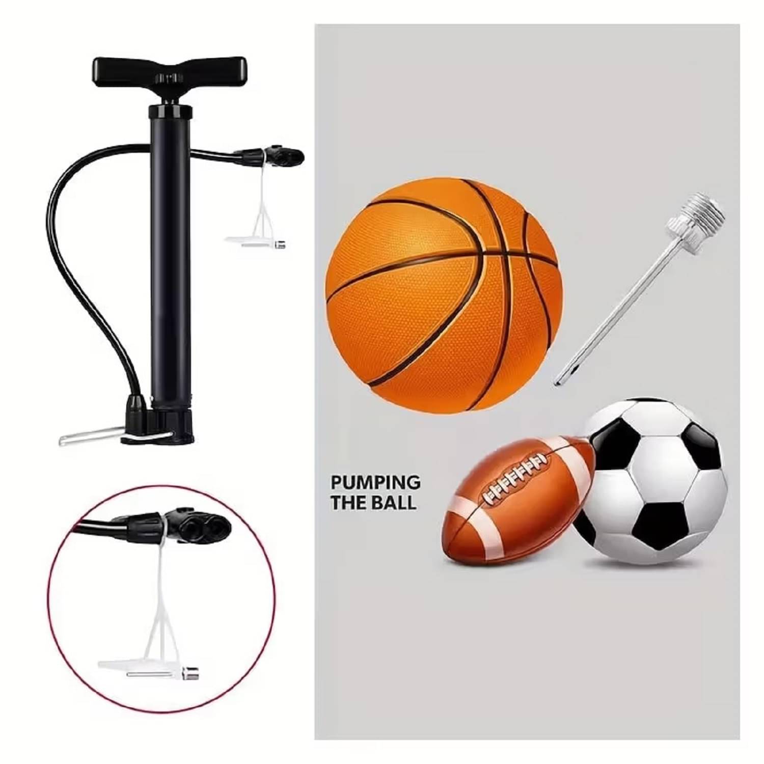 Gjshop Bicycle air Pump with Needle & Dual Valve, Portable Pump with 2 Modes, Ideal for Inflating Bicycle, Swimming Rings, Sturdy Base & Gjshop Bicycle air Pump with Needle & Dual Valve, Portable Pump with 2 Modes, Ideal for Inflating Bicycle, Swimming Rings, Sturdy Base &
