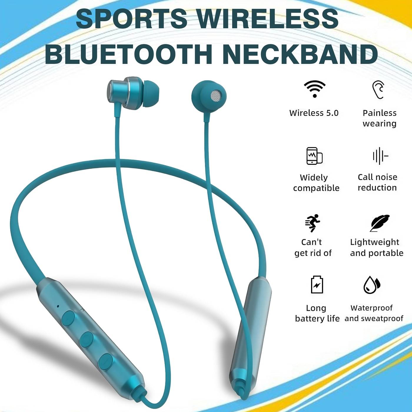     			HUG PUPPY Bluetooth Neckband (Blue) – Sleek Build, Premium Audio, 18H Playtime