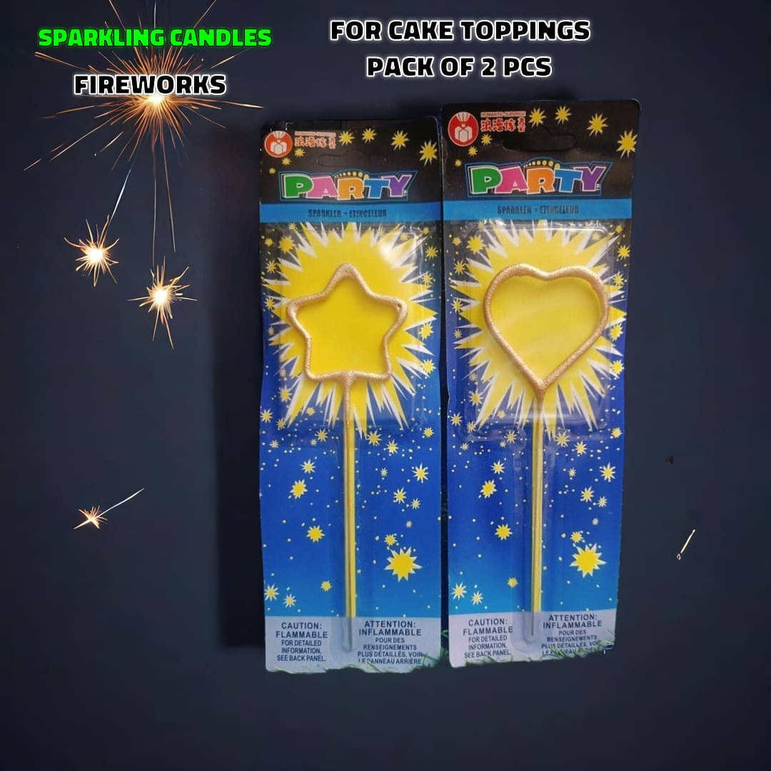 Heart and Star Sparkling Cake Toppers – Romantic Sparkler Candles for Cakes, Birthdays & Celebrations 2 Pcs Heart and Star Sparkling Cake Toppers – Romantic Sparkler Candles for Cakes, Birthdays & Celebrations 2 Pcs