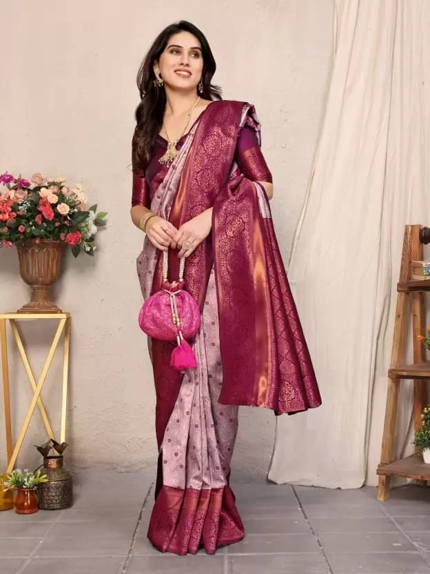 ISARA Art Silk Solid Banarasi saree With Unstitched Blouse Piece ( Pink )     			ISARA Art Silk Solid Banarasi saree With Unstitched Blouse Piece ( Pink )