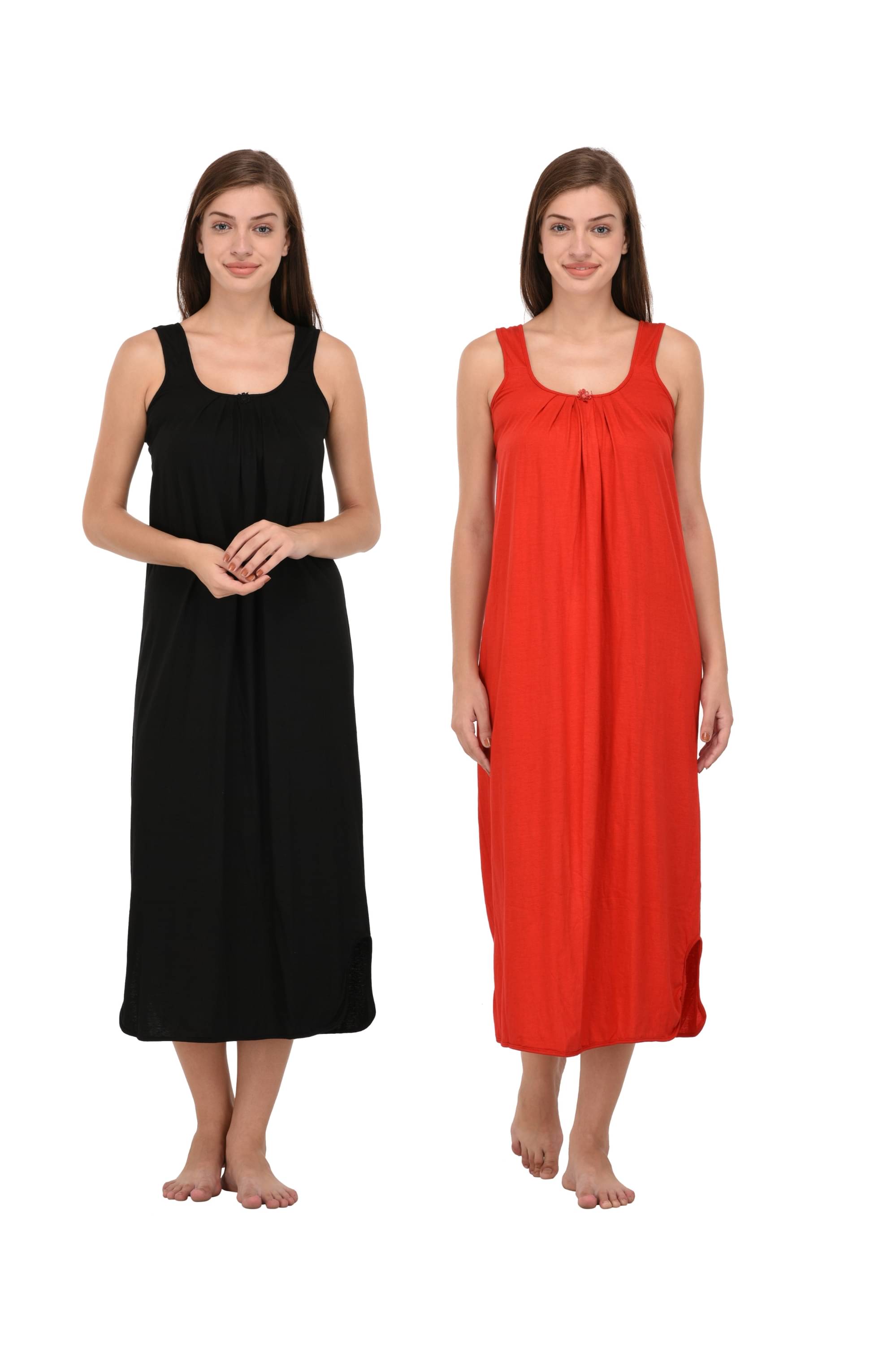     			Ishita Fashions Black,Red Cotton Women's Nightwear Nighty & Night Gowns ( Pack of 2 )