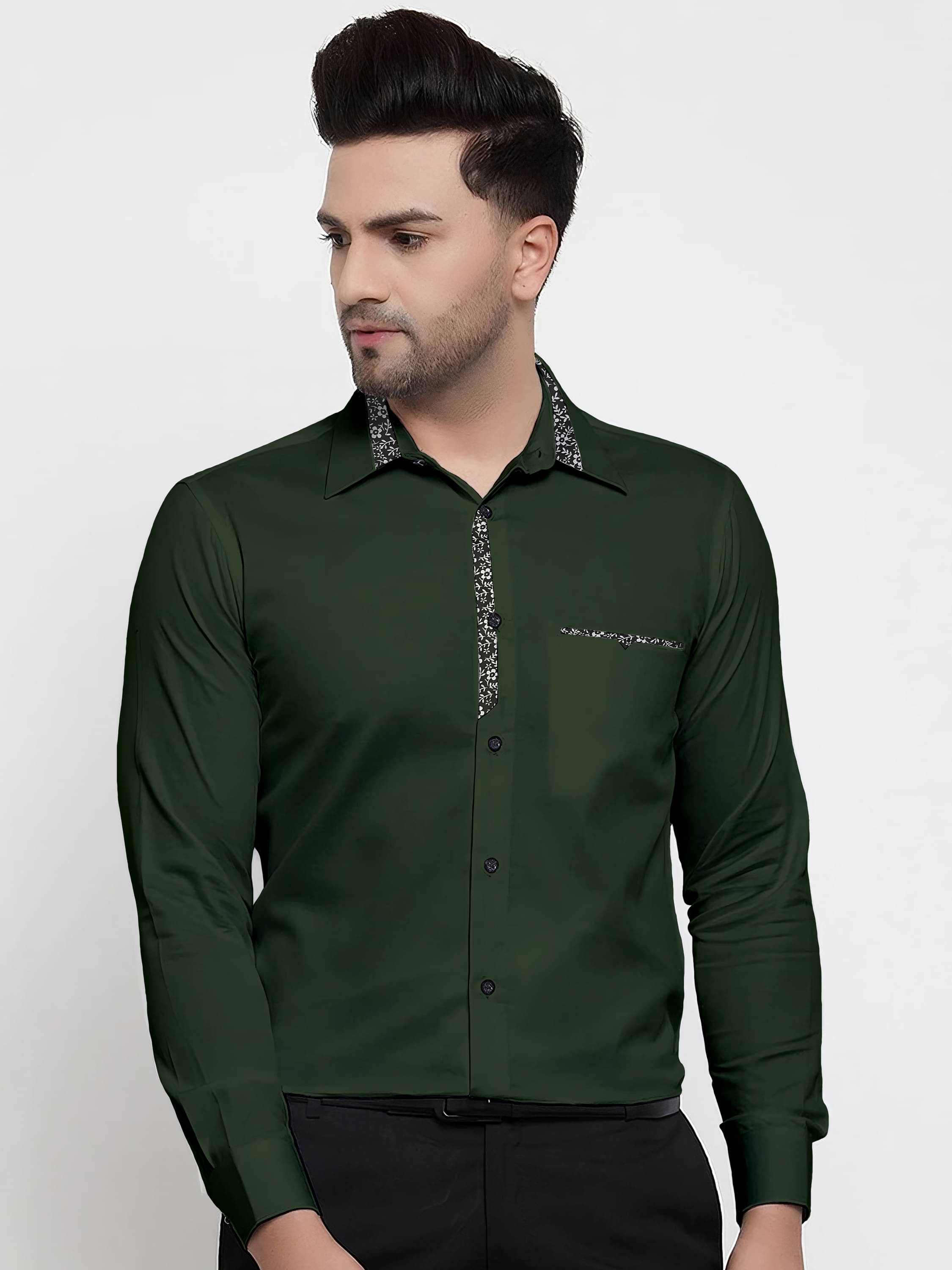 KAKIDO Cotton Blend Regular Fit Full Sleeves Men's Formal Shirt - Green ( Pack of 1 ) KAKIDO Cotton Blend Regular Fit Full Sleeves Men's Formal Shirt - Green ( Pack of 1 )