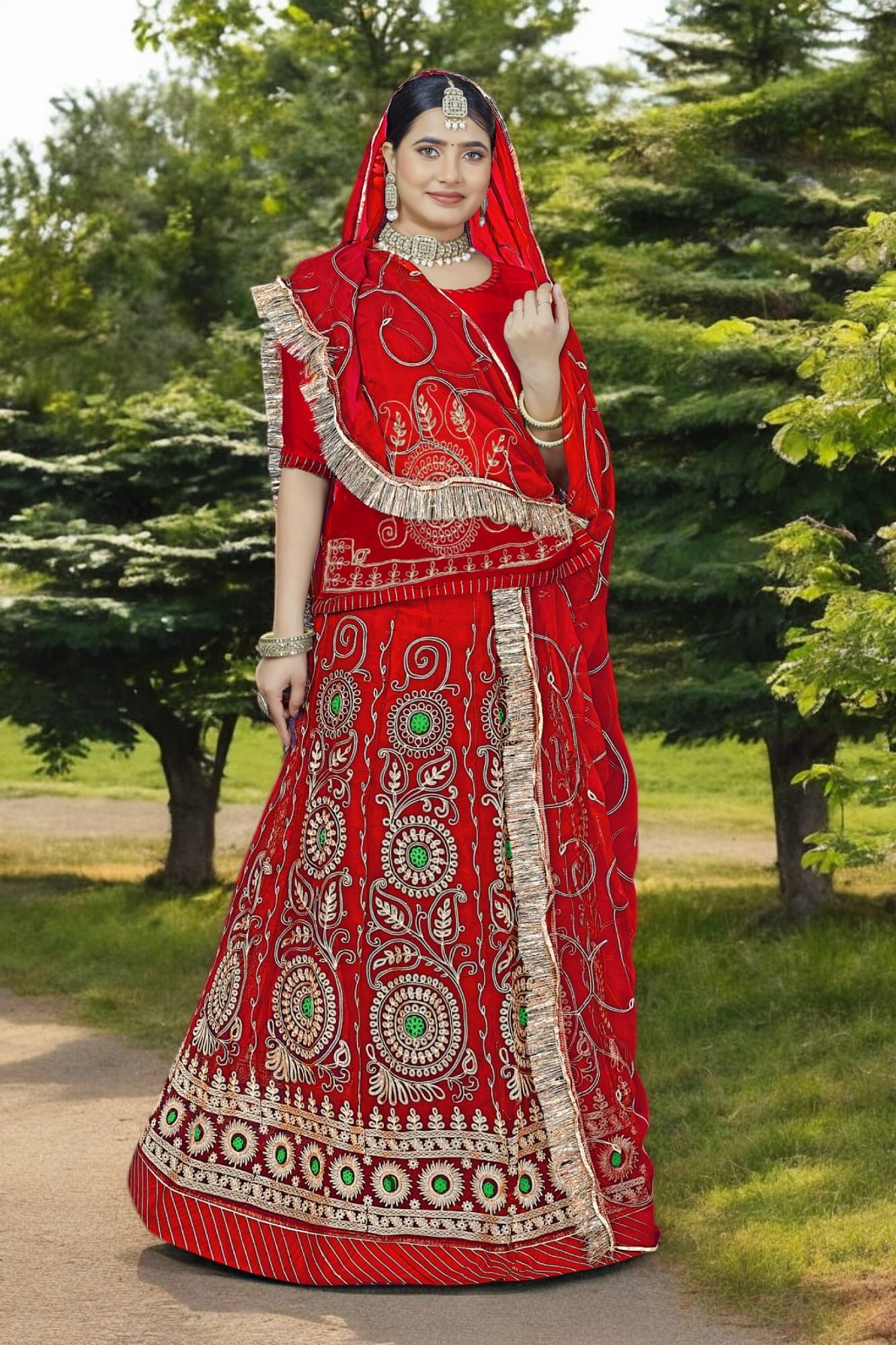 KATARIYA IMPEX Red Georgette Sharara Stitched Lehenga Single KATARIYA IMPEX Red Georgette Sharara Stitched Lehenga Single