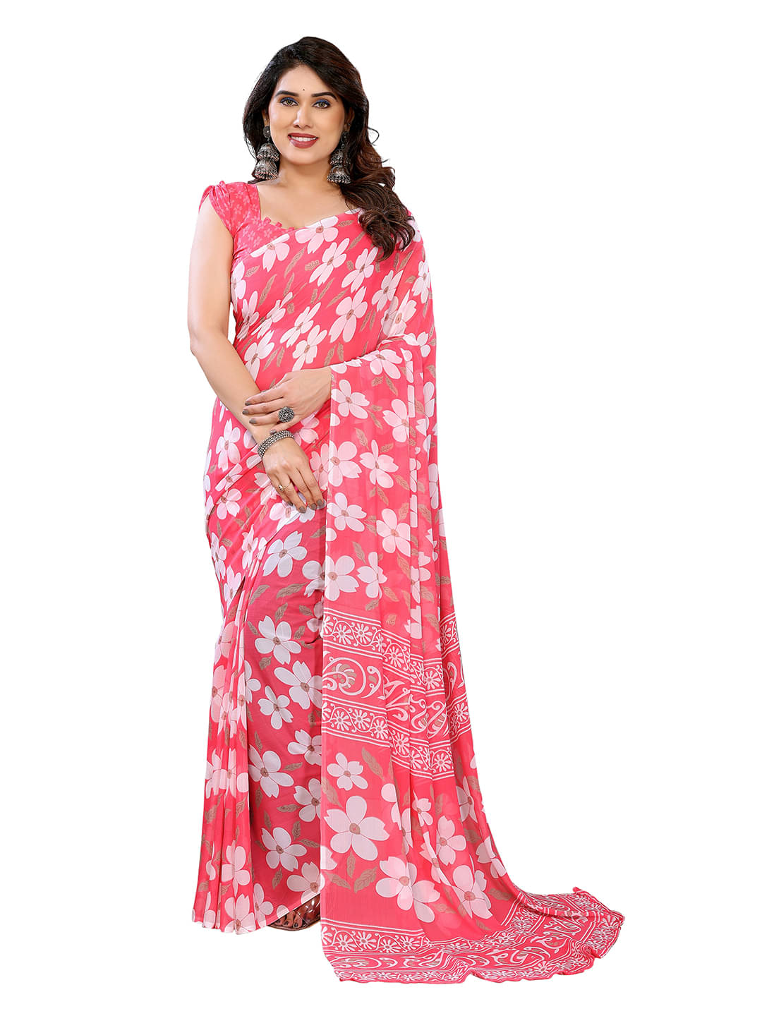 Kashvi Sarees Georgette Printed Ilkal Saree With Unstitched Blouse Piece ( Pink ) Kashvi Sarees Georgette Printed Ilkal Saree With Unstitched Blouse Piece ( Pink )