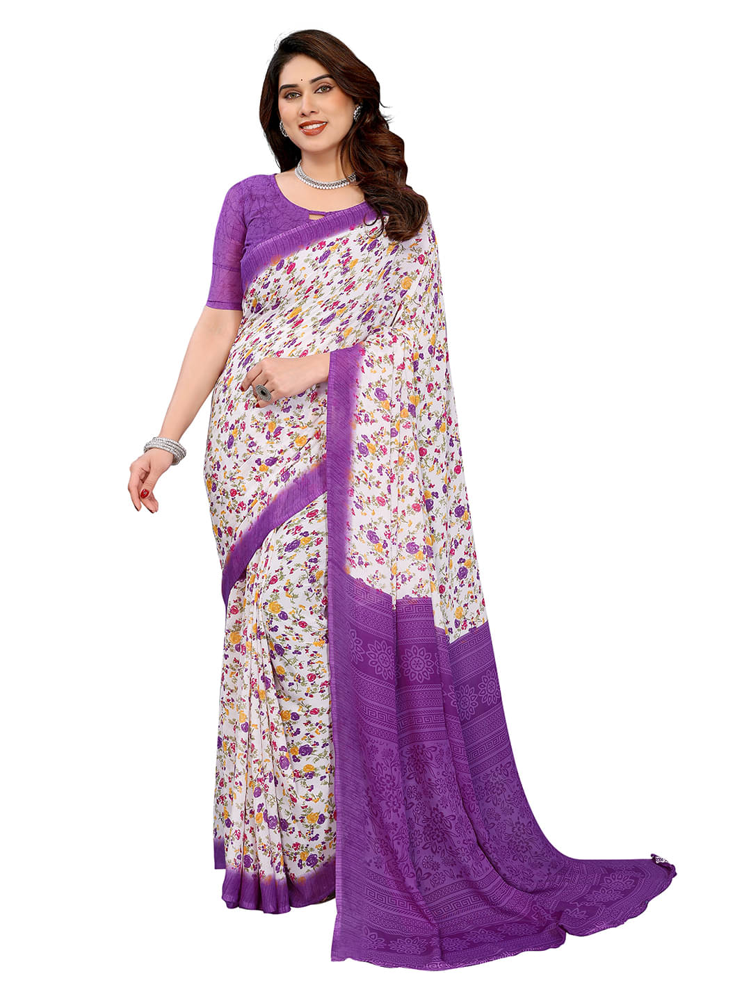 Kashvi Sarees Georgette Printed Ilkal Saree With Unstitched Blouse Piece ( Purple ) Kashvi Sarees Georgette Printed Ilkal Saree With Unstitched Blouse Piece ( Purple )