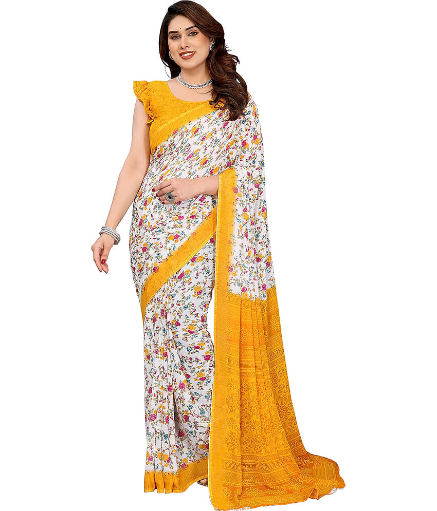 Kashvi Sarees Georgette Printed Ilkal Saree With Unstitched Blouse Piece ( Purple ) - Sarees | Buy online on ZillyBuy