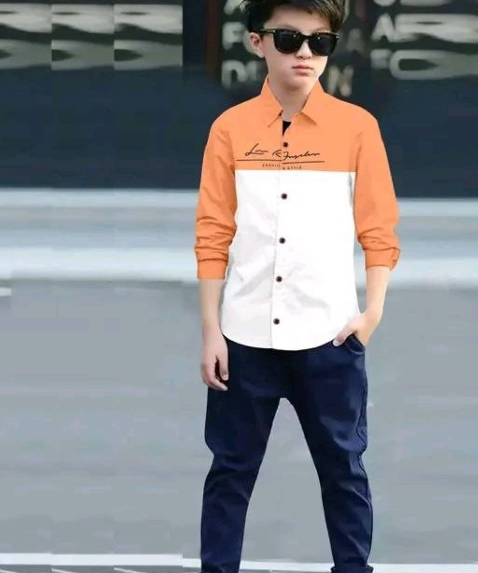 Lynx ent Pack of 1 Boys 100% Cotton Full Sleeves Shirt ( Orange ) Lynx ent Pack of 1 Boys 100% Cotton Full Sleeves Shirt ( Orange )