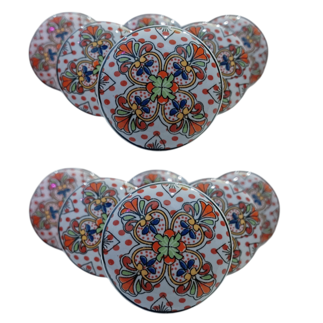 Malaikah Pack of 12 Ceramic Knobs ( Fitting) – Handcrafted Decorative Pulls Ceramic, Iron Cabinet/Drawer Handle (Multicolor Pack of 12) Malaikah Pack of 12 Ceramic Knobs ( Fitting) – Handcrafted Decorative Pulls Ceramic, Iron Cabinet/Drawer Handle (Multicolor Pack of 12)