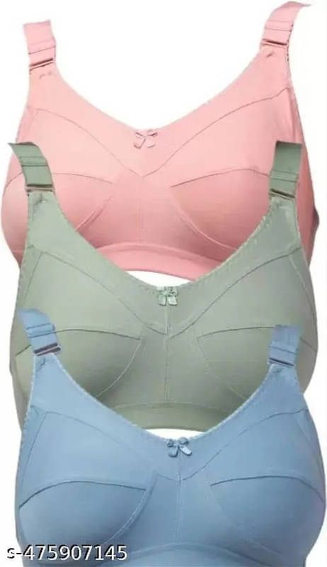 Narsingha Dreams Pack of 3 Cotton Blend Non Padded Everyday Bra For Women ( Multicolor3 ) Narsingha Dreams Pack of 3 Cotton Blend Non Padded Everyday Bra For Women ( Multicolor3 )