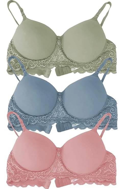     			Narsingha Dreams Pack of 3 Cotton Blend Lightly Padded Everyday Bra For Women ( Multicolor1 )