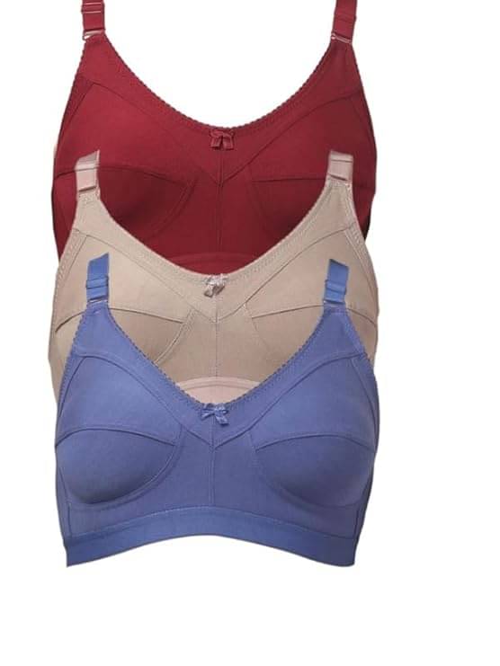 Narsingha Dreams Pack of 3 Cotton Blend Non Padded Everyday Bra For Women ( Multicolor ) Narsingha Dreams Pack of 3 Cotton Blend Non Padded Everyday Bra For Women ( Multicolor )