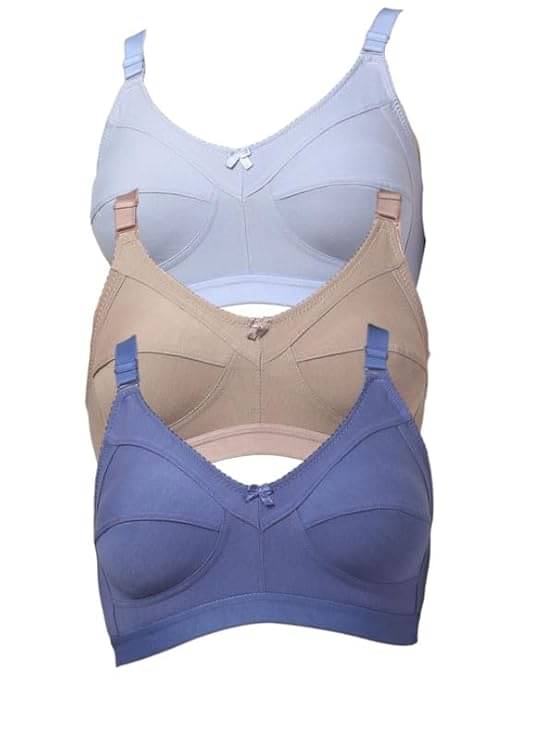     			Narsingha Dreams Pack of 3 Cotton Blend Non Padded Everyday Bra For Women ( Multicolor1 )