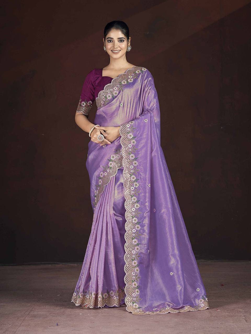 Nayanthara Trends Tissue Embroidered Sambalpuri Saree With Unstitched Blouse Piece ( Lavender ) Nayanthara Trends Tissue Embroidered Sambalpuri Saree With Unstitched Blouse Piece ( Lavender )