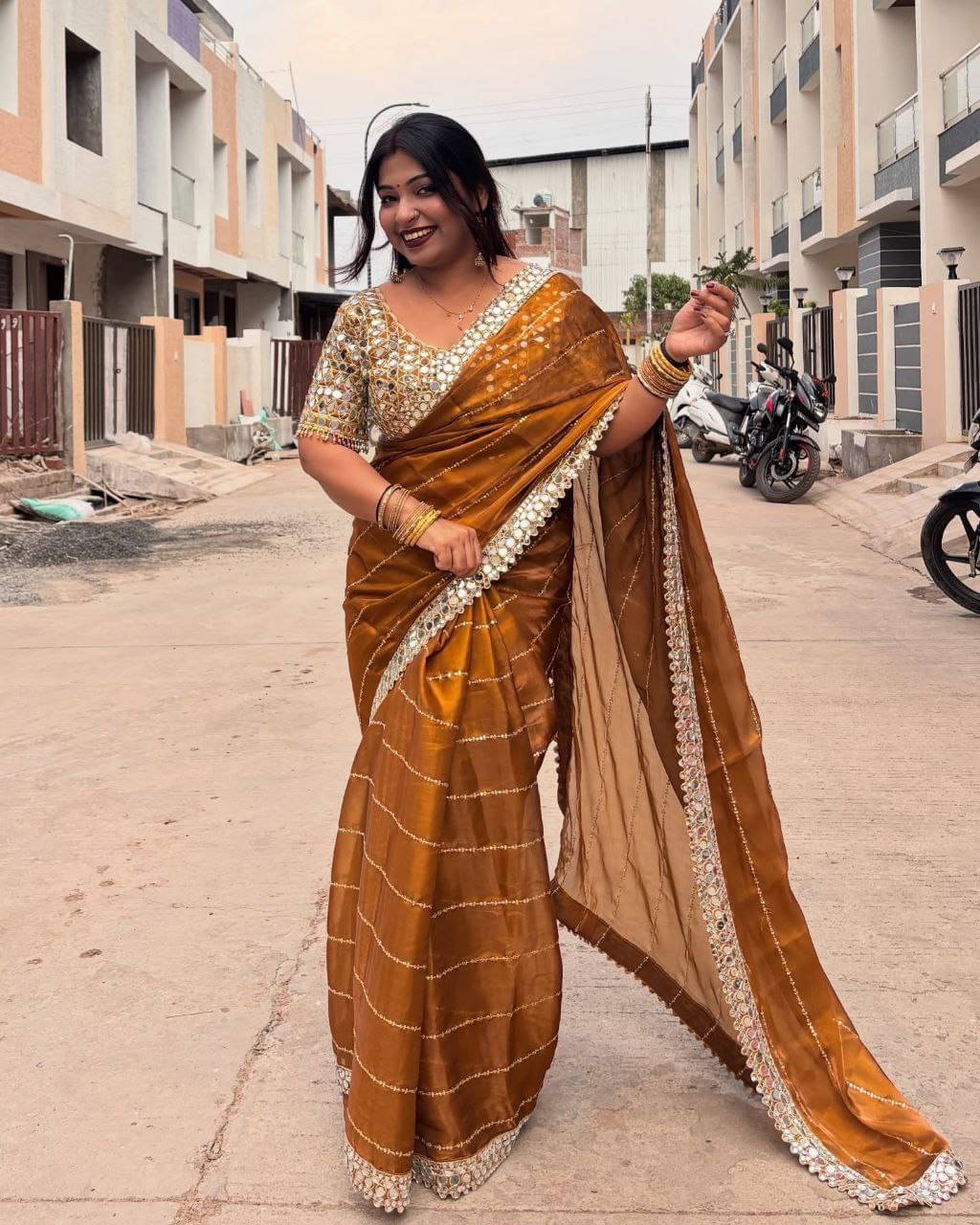 Nil Madhav Art Silk Blend Embroidered Phulkari saree With Unstitched Blouse Piece ( Mustard )     			Nil Madhav Art Silk Blend Embroidered Phulkari saree With Unstitched Blouse Piece ( Mustard )