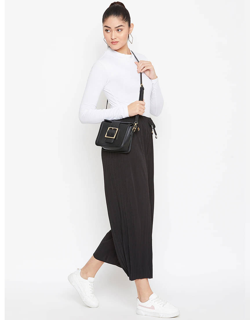 Nios Fashion Pack of 1 Polyester Wide leg Women's Palazzos ( Black ) Nios Fashion Pack of 1 Polyester Wide leg Women's Palazzos ( Black )