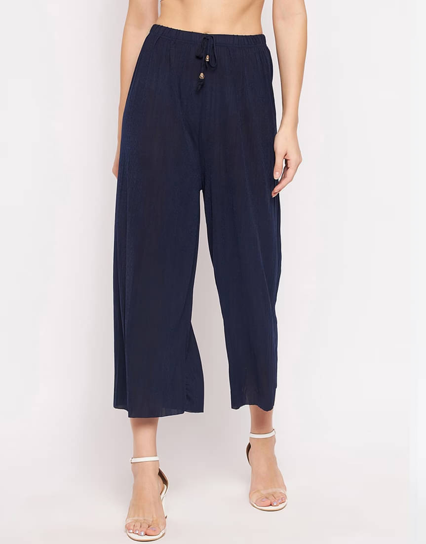     			Nios Fashion Pack of 1 Polyester Wide leg Women's Palazzos ( Navy )