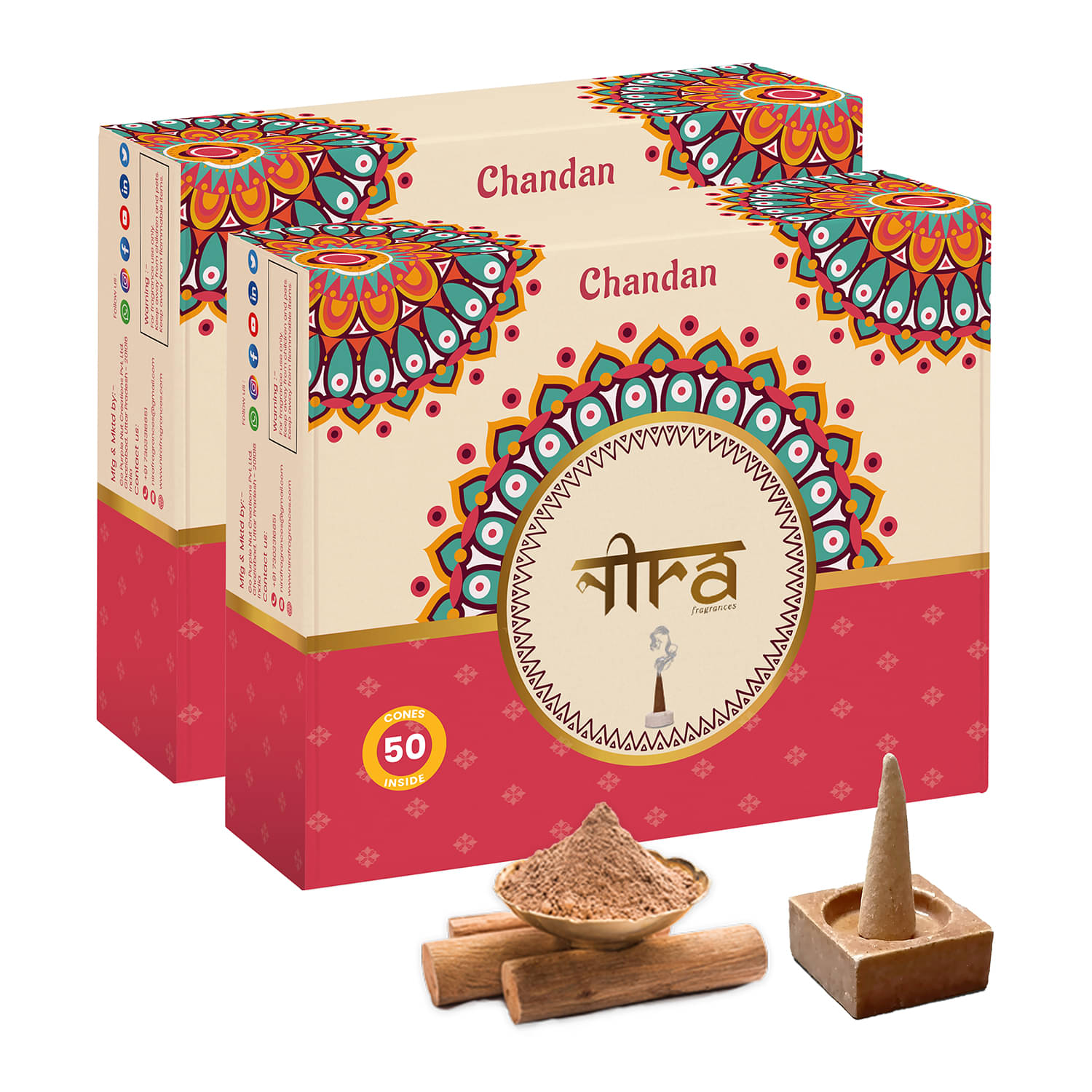 Nira Fragrances Incense Dhoop Cone Chandan 100 Pieces ( Pack of 2 ) Nira Fragrances Incense Dhoop Cone Chandan 100 Pieces ( Pack of 2 )
