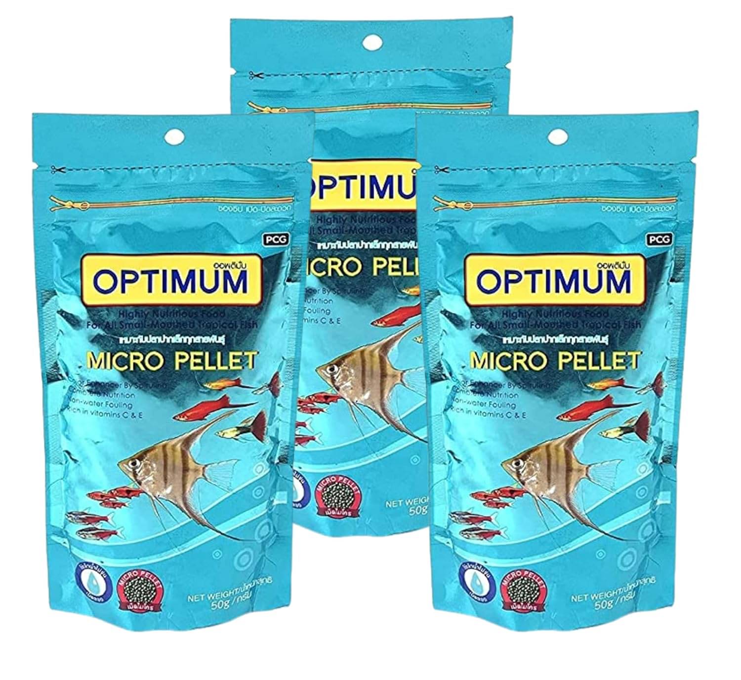 Optimum Micro Pellet Fish Food 50g x 3 for All Small-Mouthed Tropical Fish Highly Nutritious Food Optimum Micro Pellet Fish Food 50g x 3 for All Small-Mouthed Tropical Fish Highly Nutritious Food