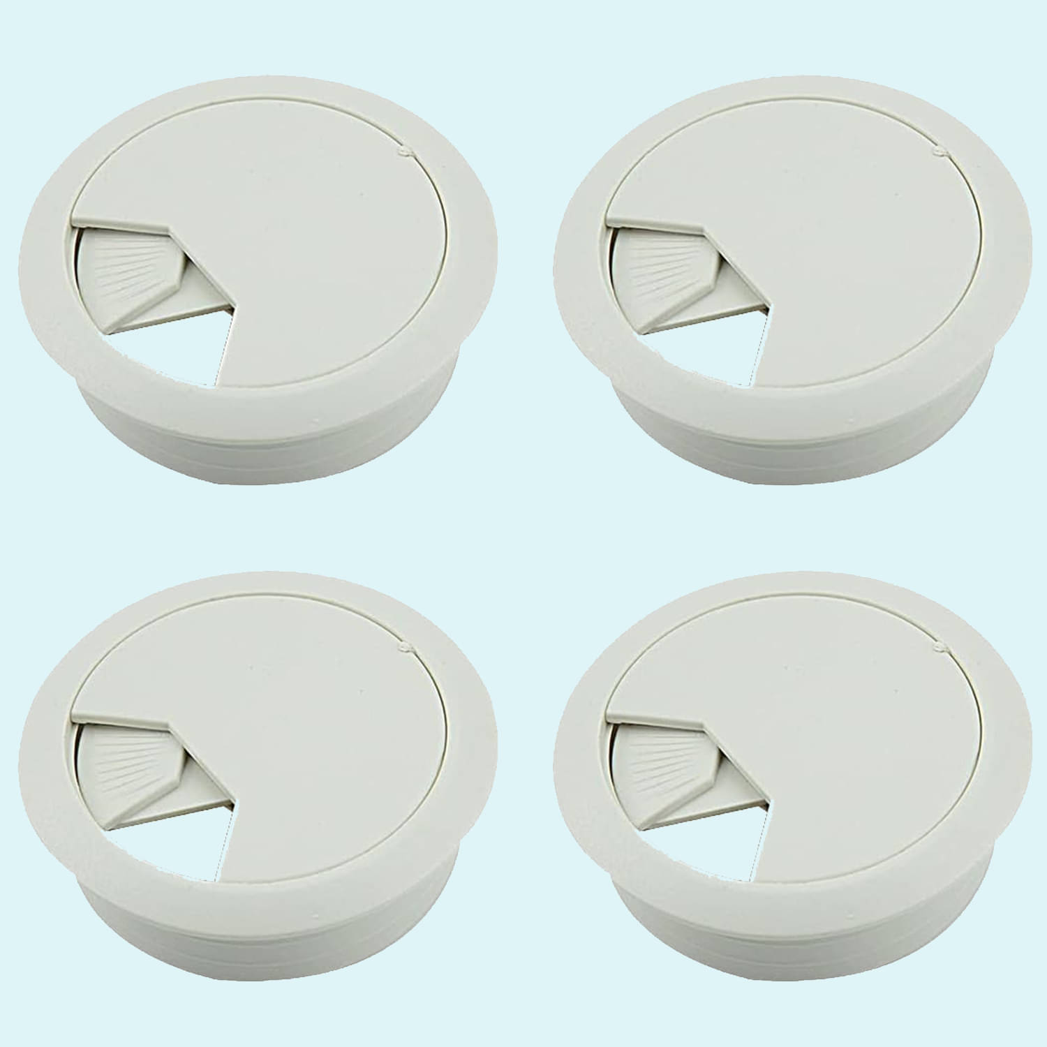     			4 Pcs White Plastic Desk Wire Hole Cover - Cable Organizer for Computer Table, Office Desk