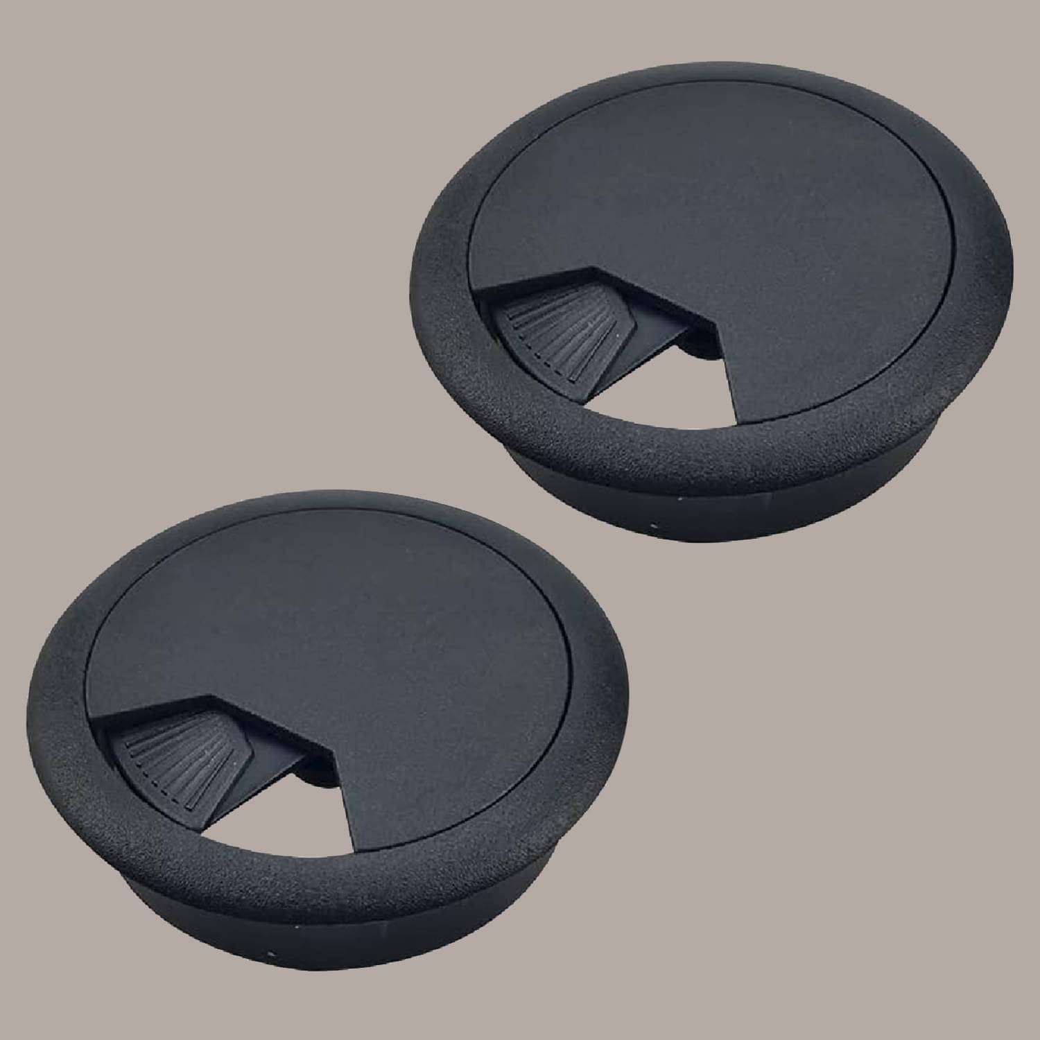     			2 Pcs Black Plastic Desk Wire Hole Cover - Cable Organizer for Computer & Office Table