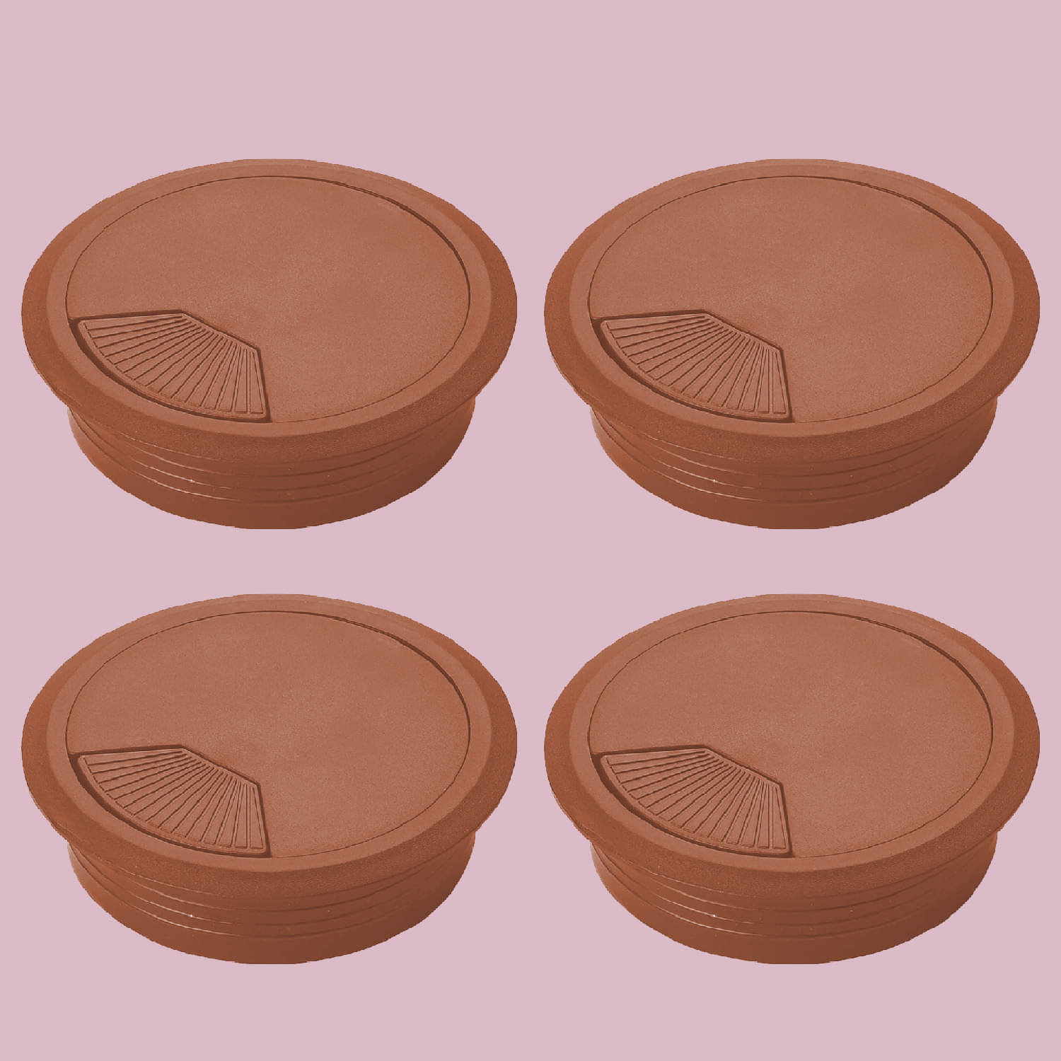     			4 Pcs Brown Plastic Desk Wire Hole Cover - Cable Organizer for Computer Table, Office Desk