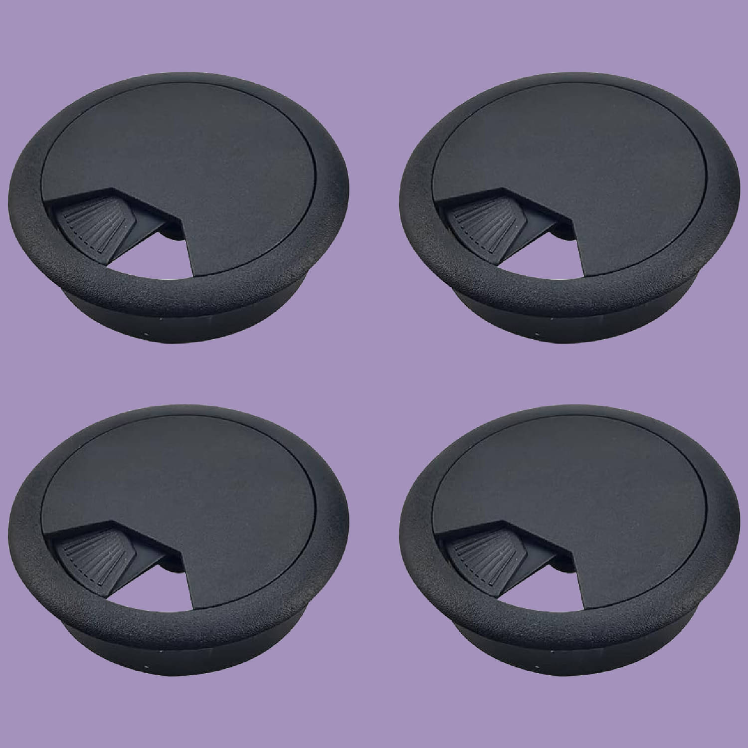     			4 Pcs Black Plastic Desk Wire Hole Cover - Cable Organizer for Computer Table, Office Desk