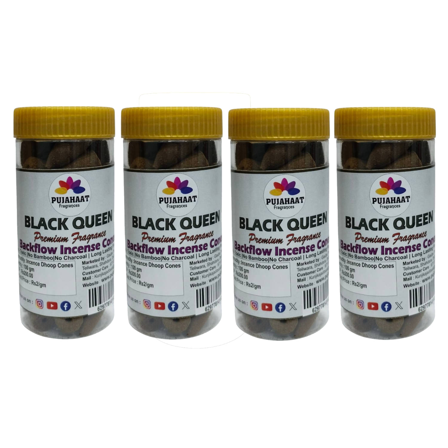     			Pujahaat Incense Dhoop Cone Black 400 gm ( Pack of 4 )
