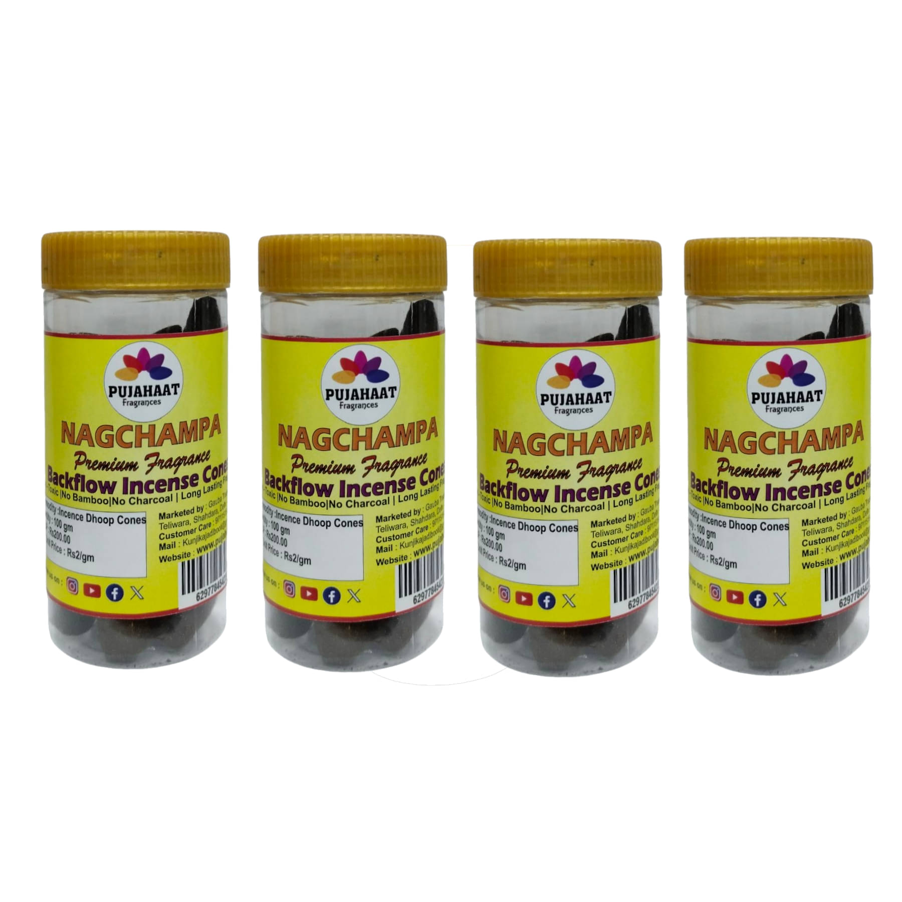     			Pujahaat Incense Dhoop Cone Nag Champa 400 gm ( Pack of 4 )