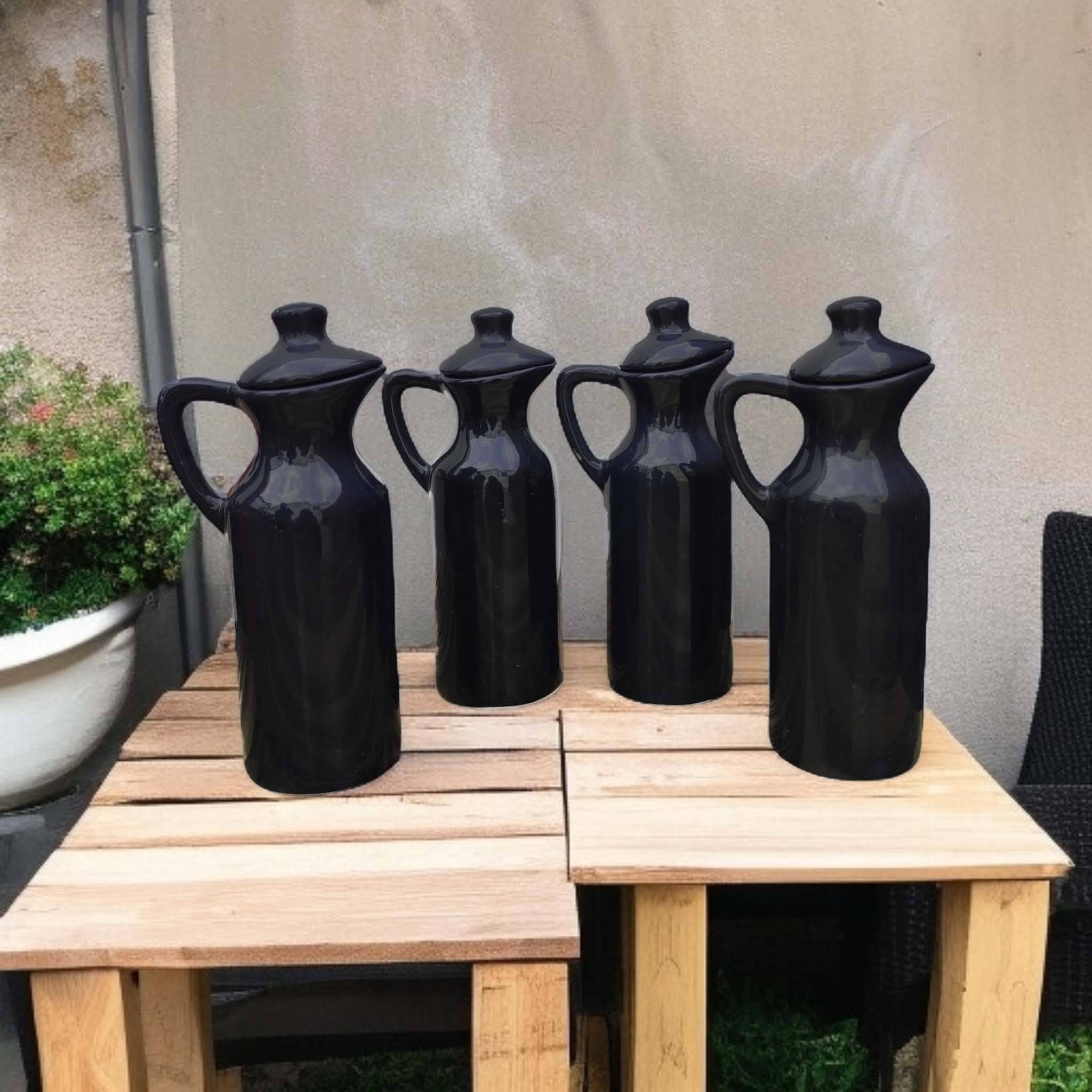     			RAFOLEEN Oil Container Ceramic Black Oil Container ( set of 4 )