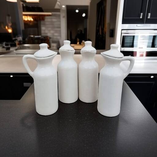     			RAFOLEEN Oil Container Ceramic White Oil Container ( set of 4 )