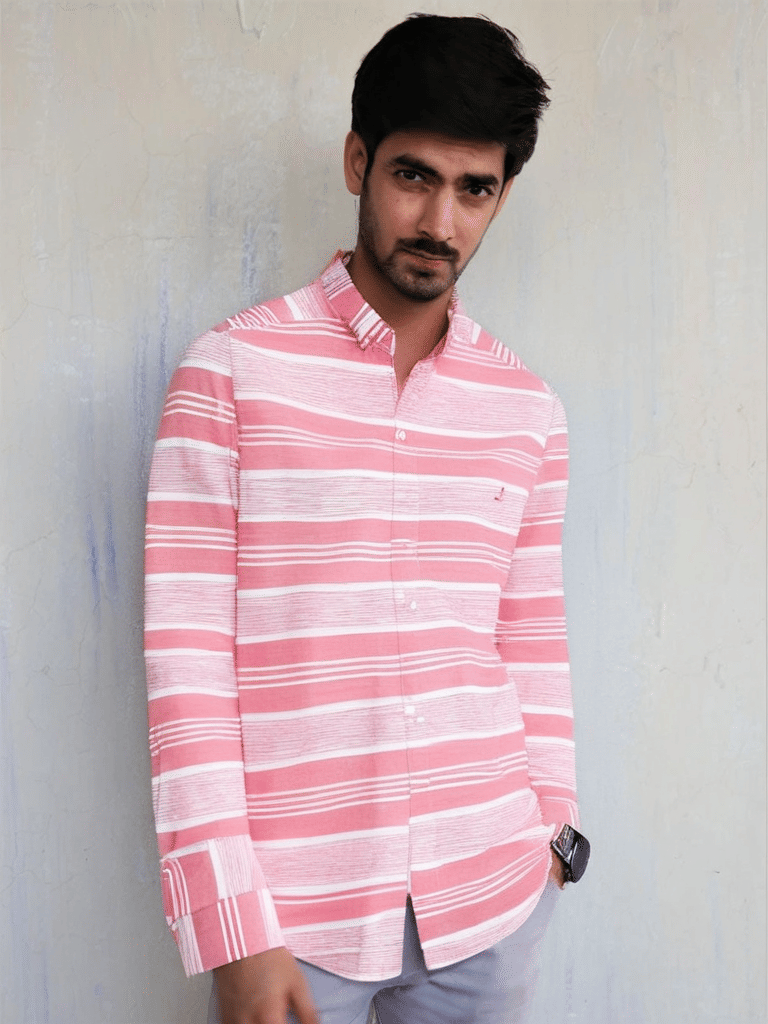     			SHANLIYA 100% Cotton Regular Fit Printed Full Sleeves Men's Casual Shirt - Pink ( Pack of 1 )