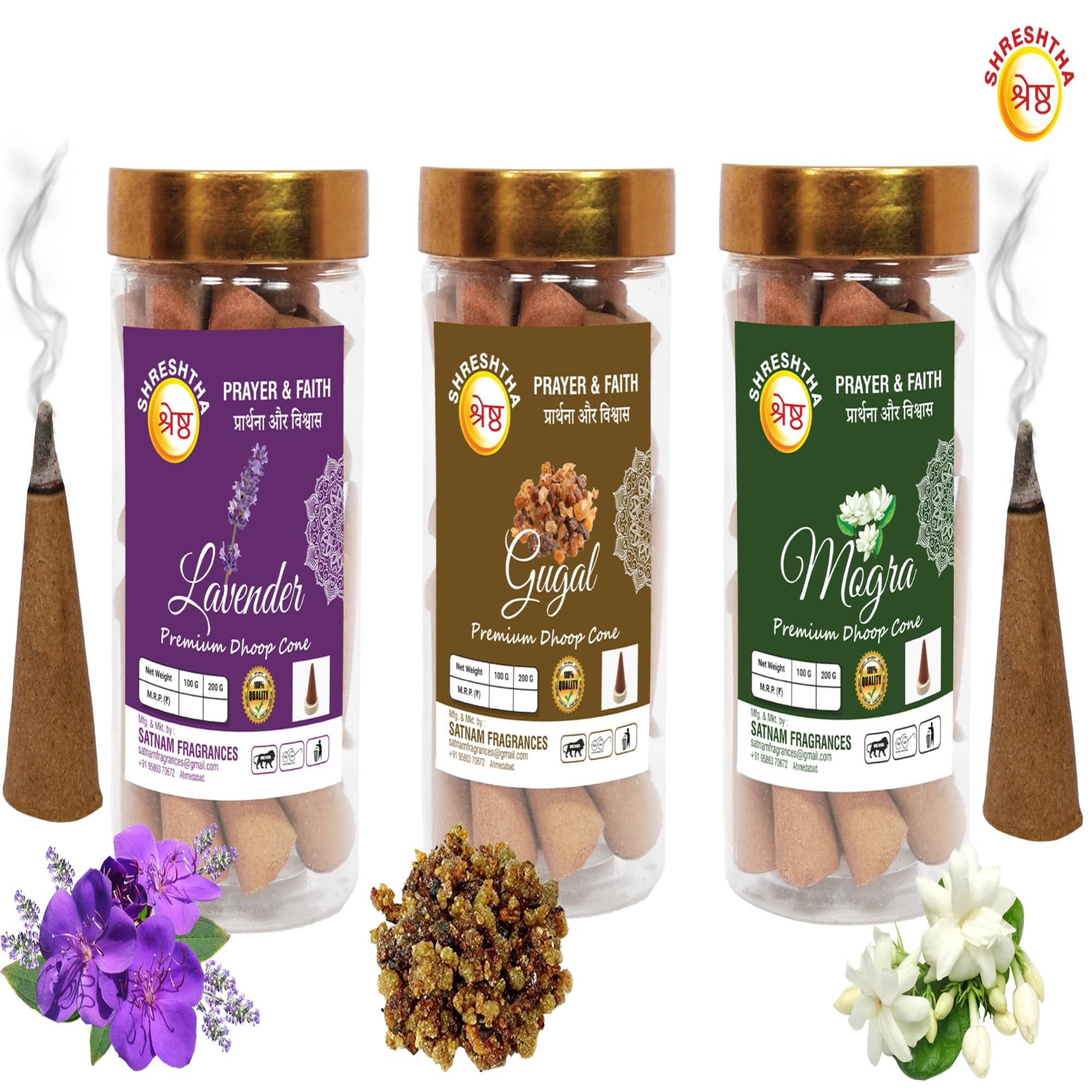 SHRESHTHA Incense Dhoop Sticks Guggal,Mogra,Lavender 300 gm ( Pack of 3 ) SHRESHTHA Incense Dhoop Sticks Guggal,Mogra,Lavender 300 gm ( Pack of 3 )