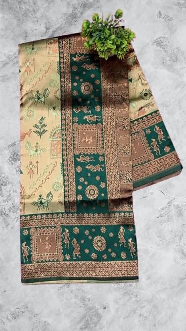     			Semore Art Silk Embellished Banarasi saree With Unstitched Blouse Piece ( Green )